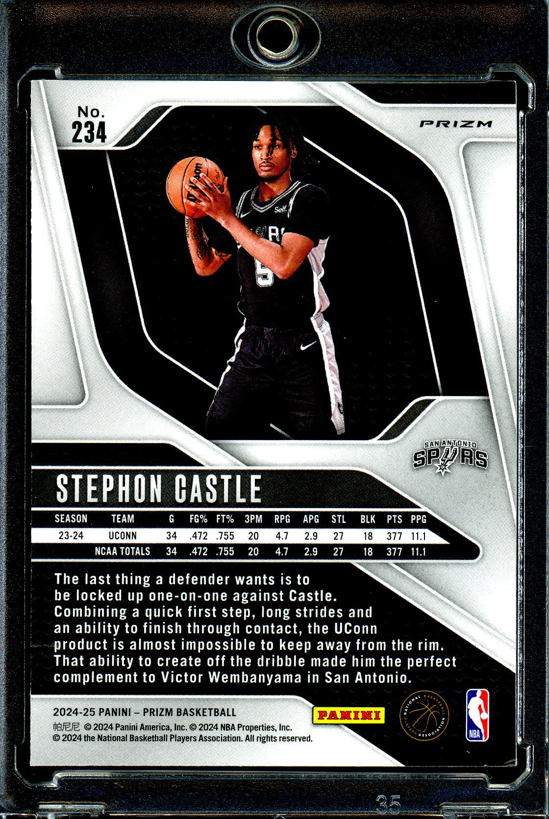 Stephon Castle 2024-25 Panini Prizm #234 Prizms Pink Ice