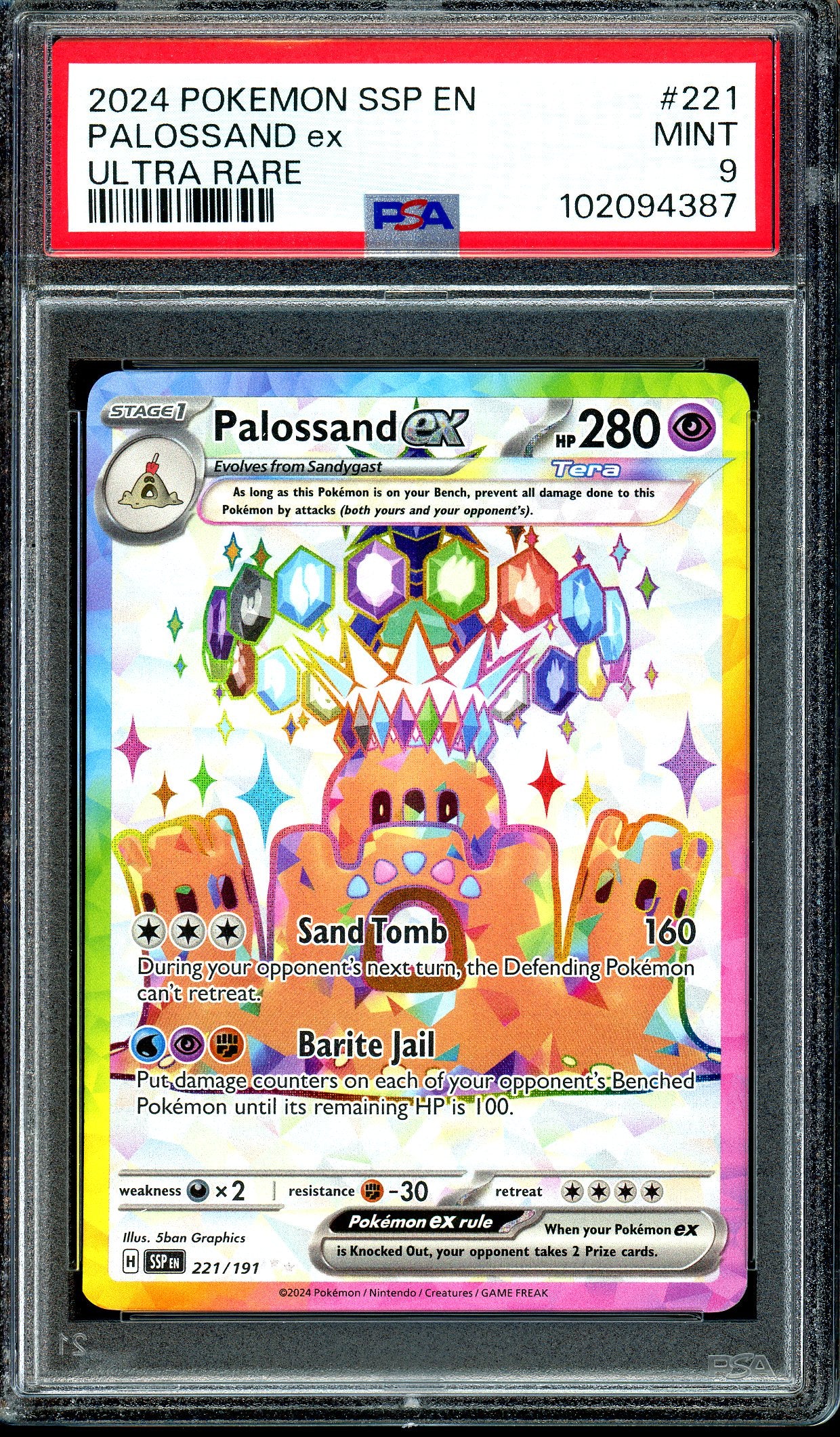 Palossand ex SV08: Surging Sparks #221/191 PSA 9