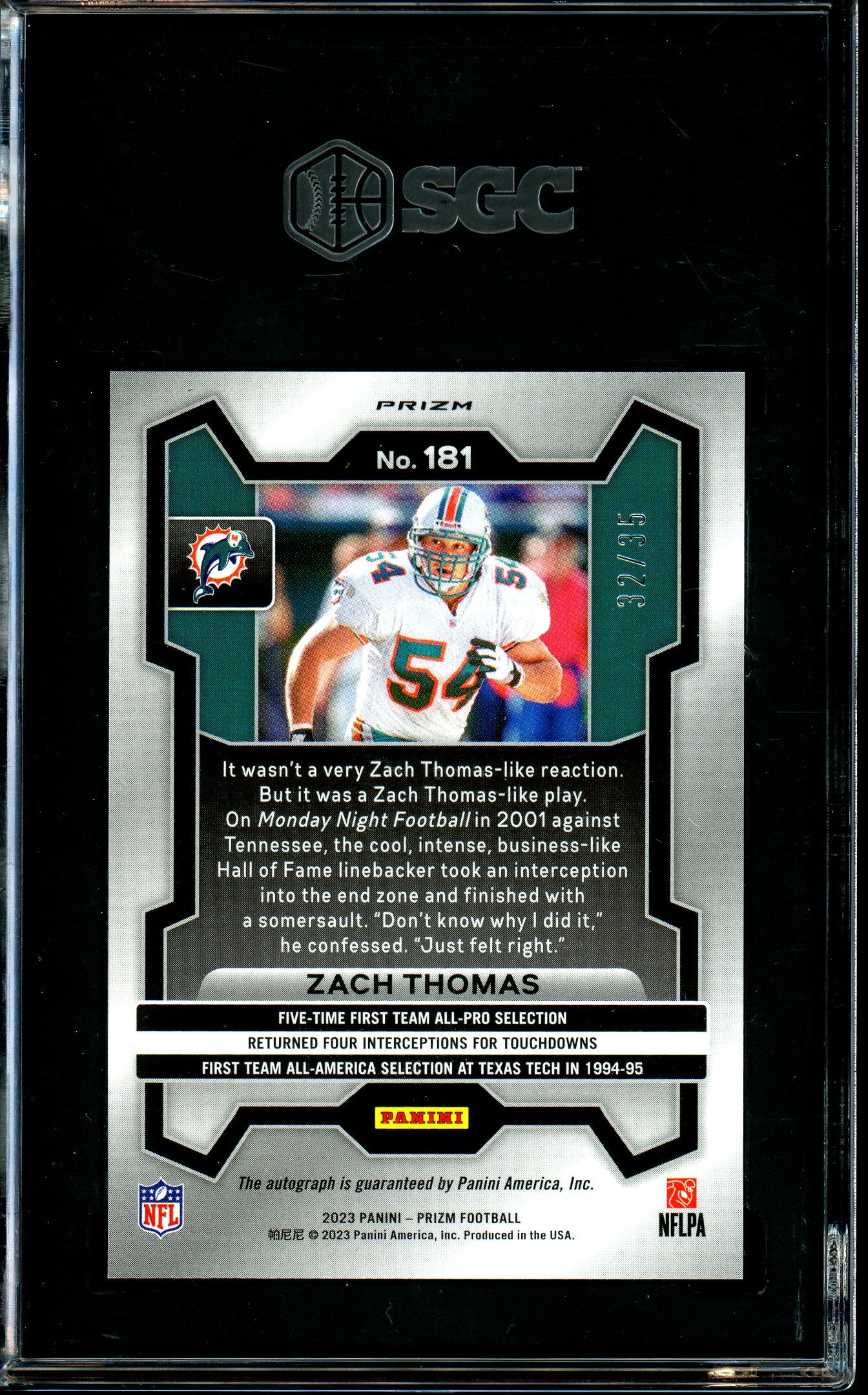 Zach Thomas 2023 Panini Prizm #181 Red Shimmer Auto /35