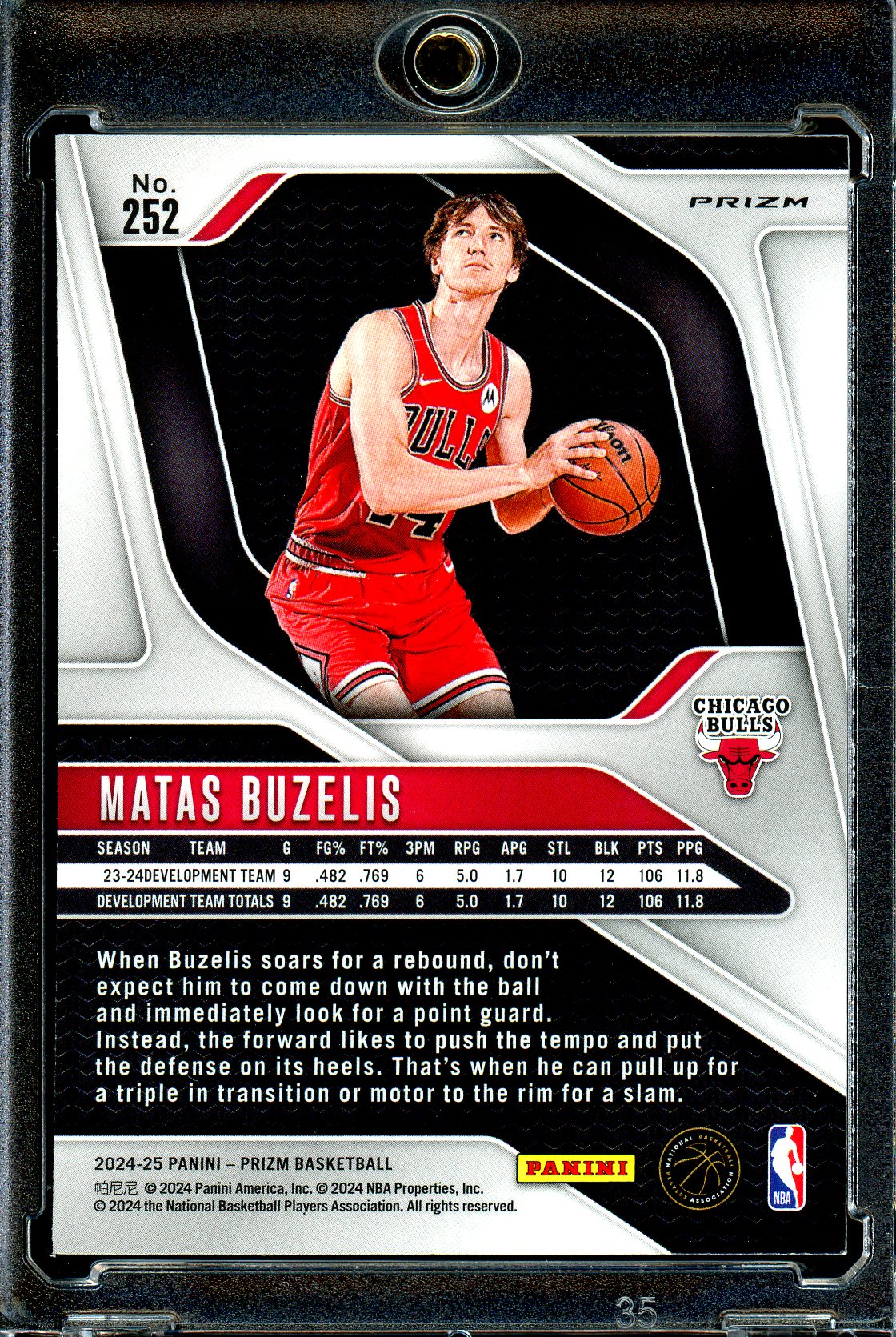Matas Buzelis 2024-25 Panini Prizm #252 Prizms Red White and Blue