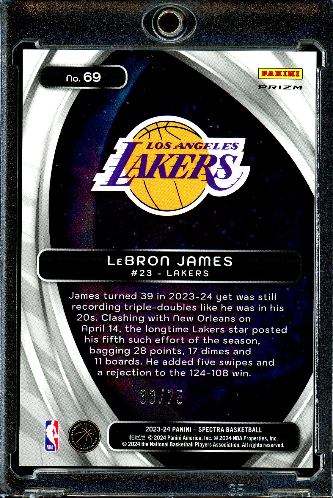 LeBron James 2023-24 Panini Spectra #69 Titan International Green #/75