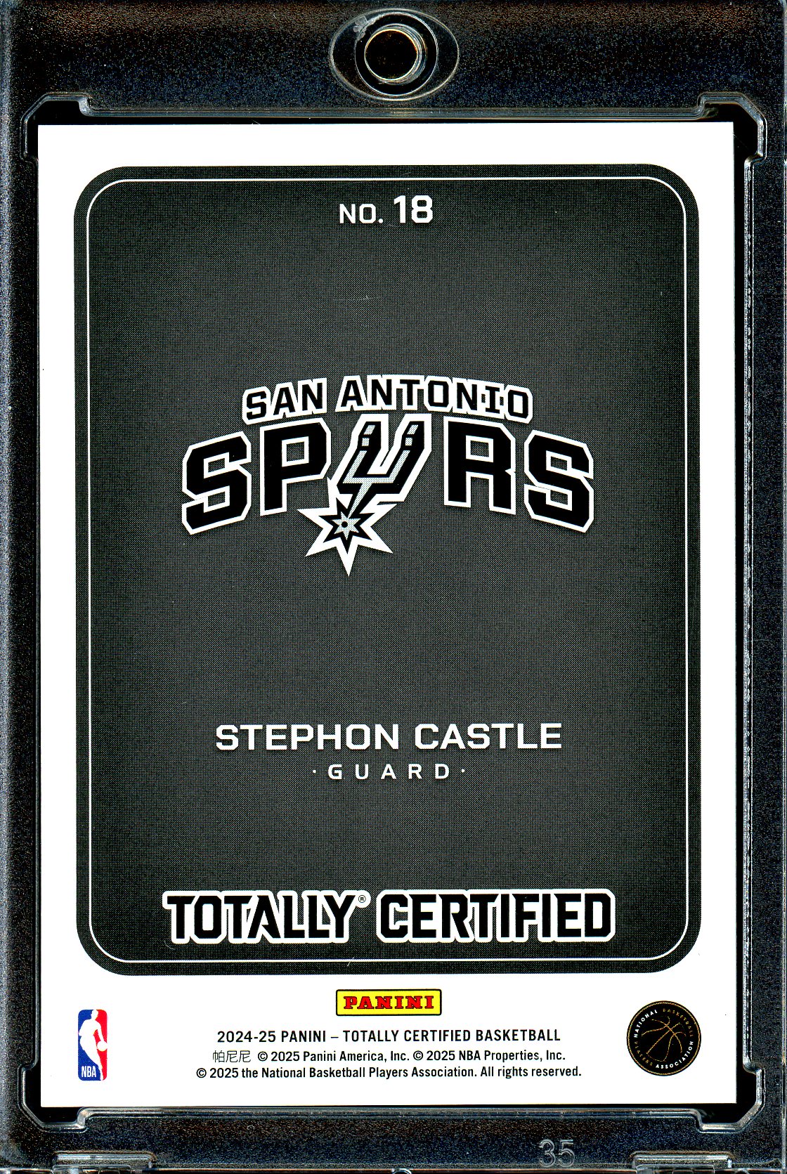 Stephon Castle 2024-25 Panini Totally Certified #18 Action Packed SSP Case Hit
