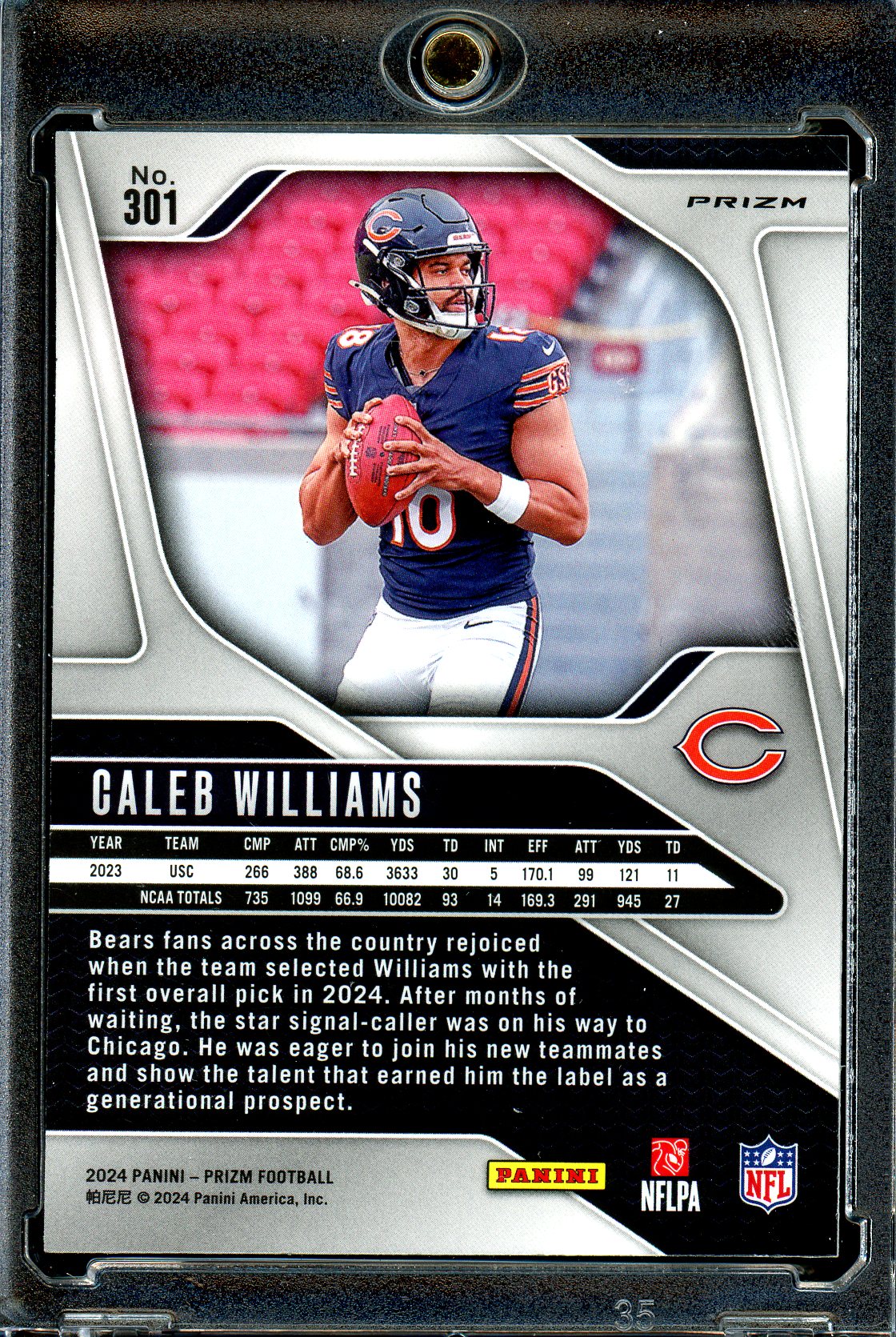 Caleb Williams 2024 Panini Prizm #301 Lazer