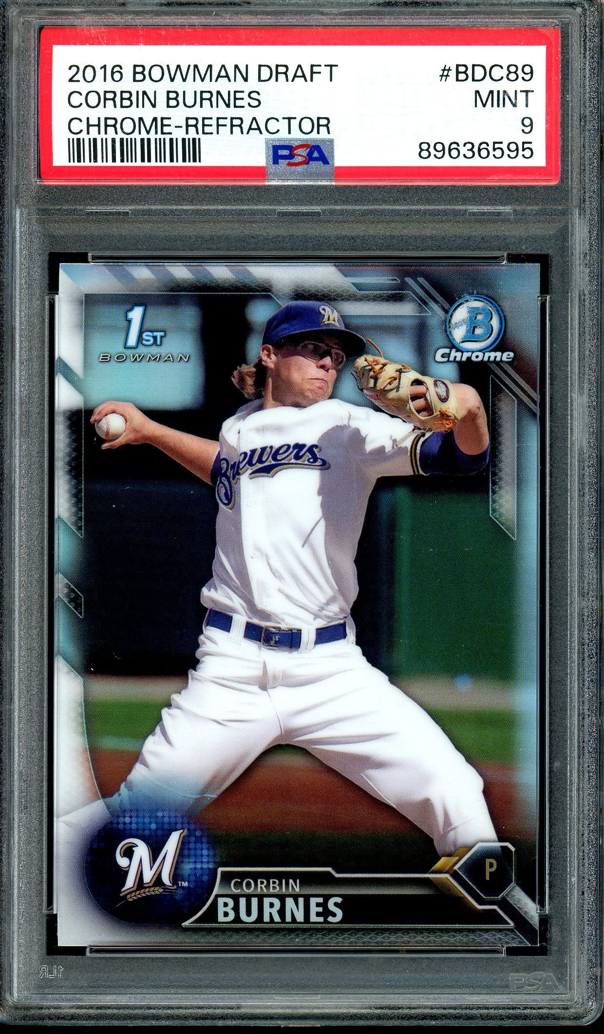 Corbin Burnes 2016 Bowman Draft #BDC-89 Chrome Refractor PSA 9