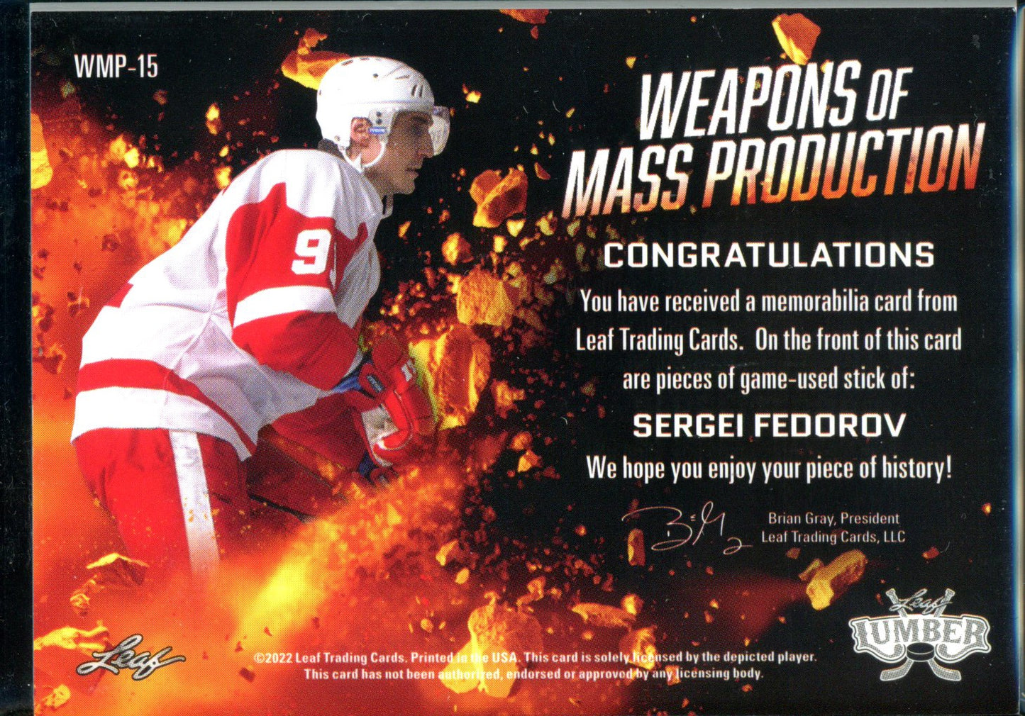 2021-22 Leaf Lumber Weapons of Mass Production Bronze /35 Sergei Fedorov HOF