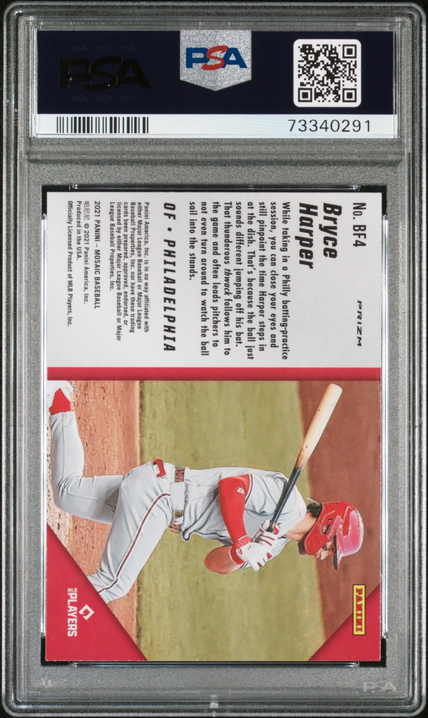 Bryce Harper 2021 Panini Mosaic Big Fly #BF4 Big Fly-Green Mosaic PSA 10