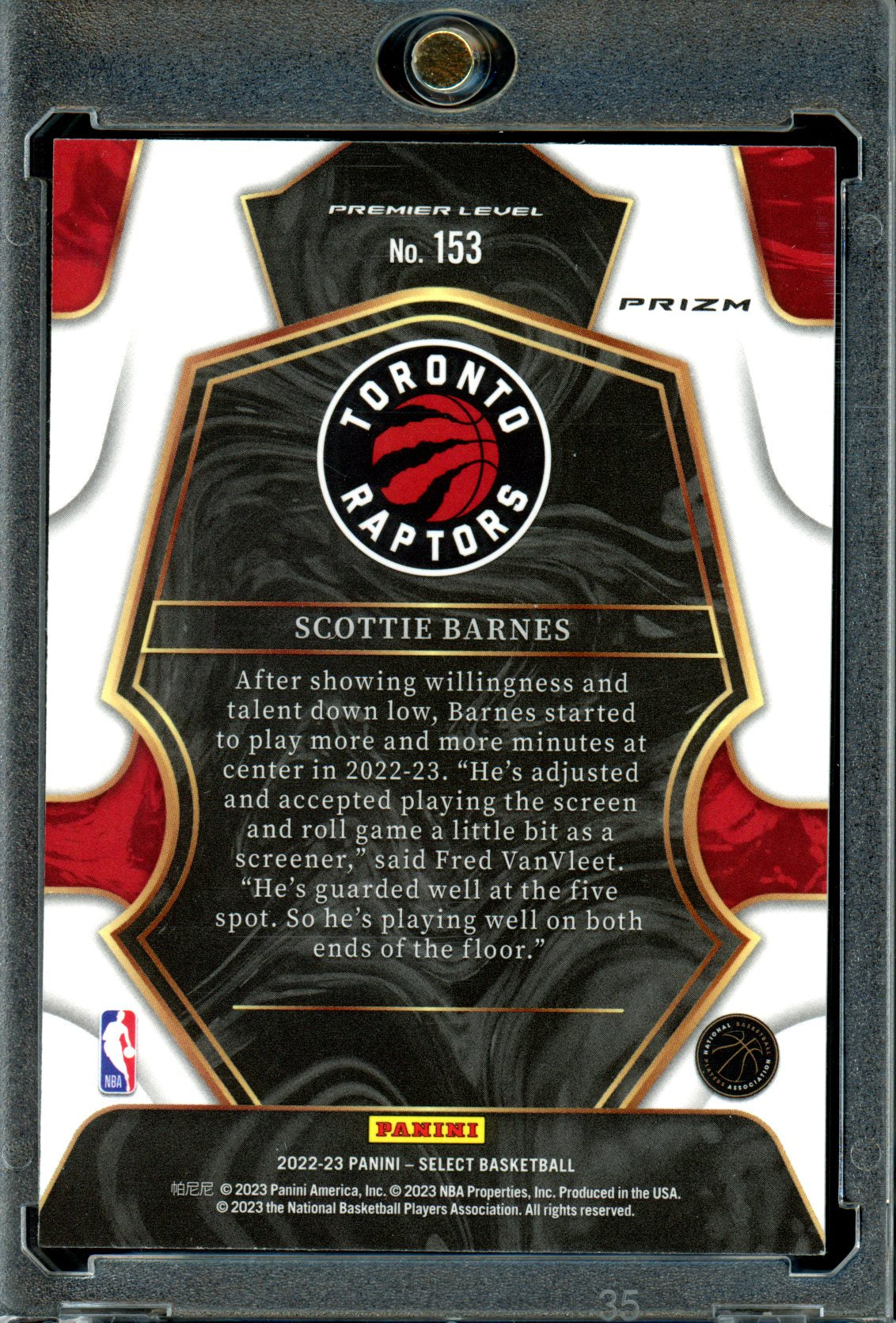 Scottie Barnes 2022-23 Panini Select #153 Elephant Prizms