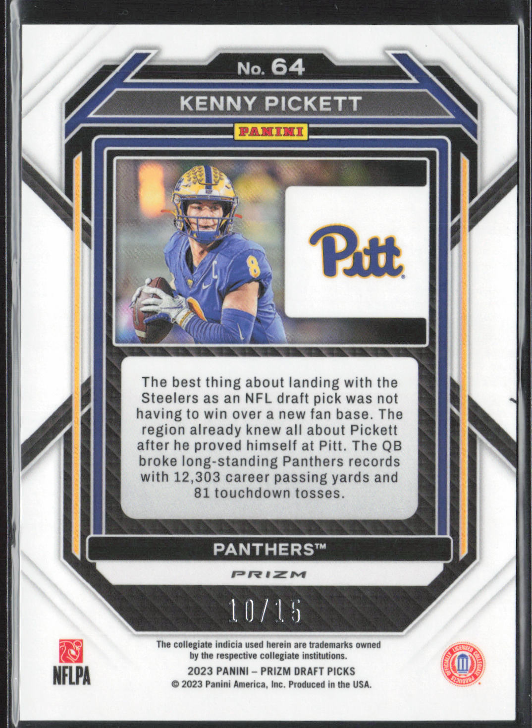 Kenny Pickett 2023 Panini Prizm Draft Picks #64 Prizms Gold Shimmer #/15