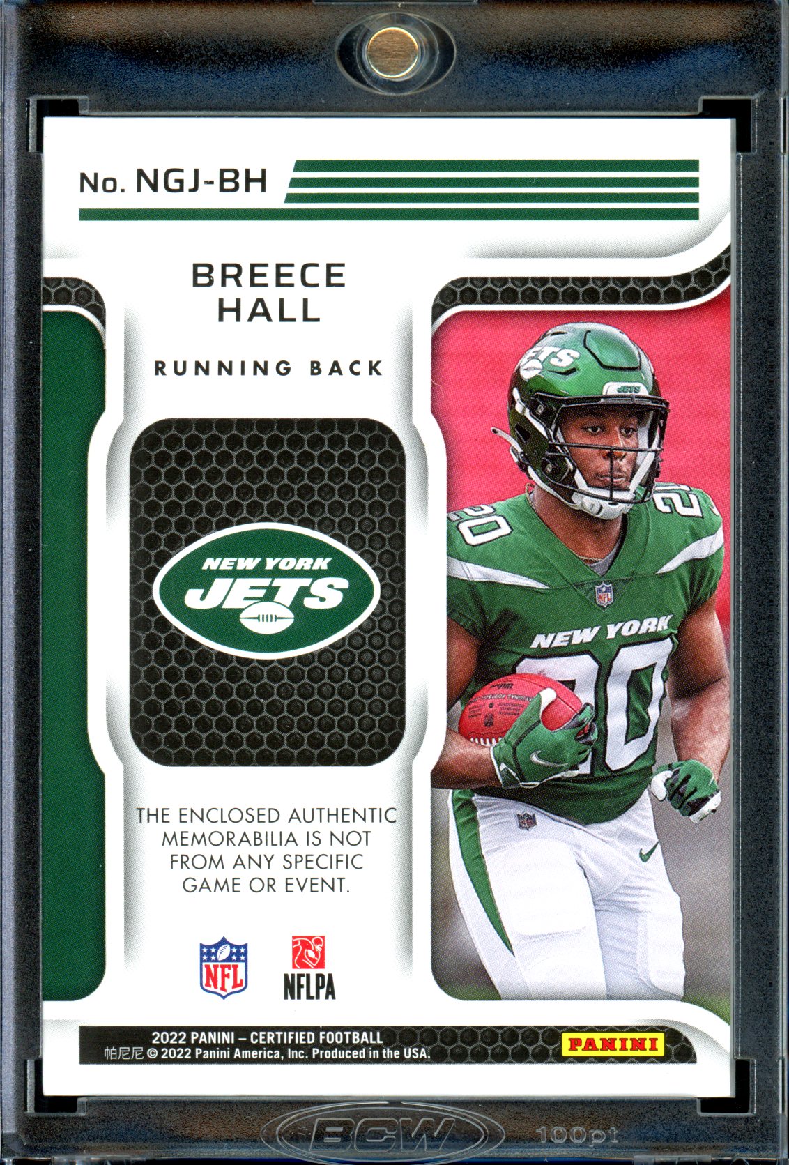 Breece Hall 2022 Panini Certified #NGJ-BH Mirror Gold /25