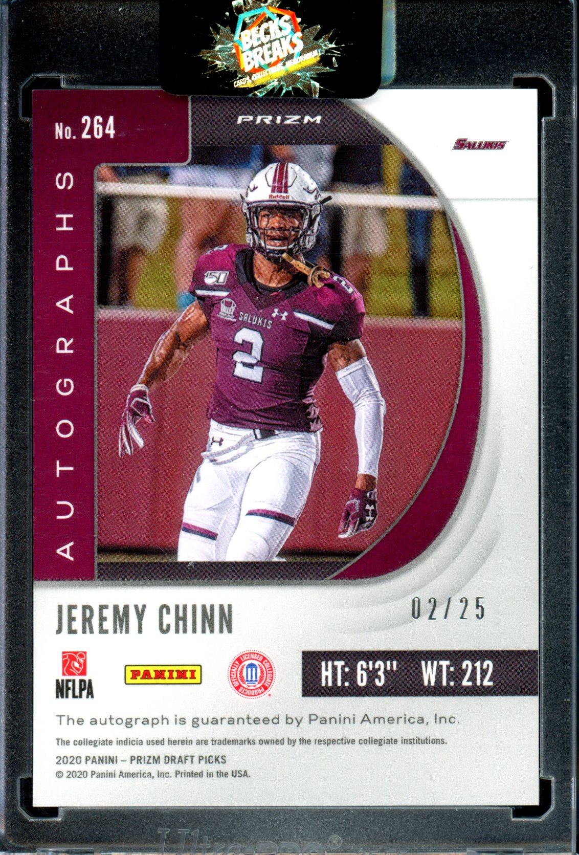 Jeremy Chinn 2020 Panini Prizm Draft Picks #264 Blue Camo Autographs /25