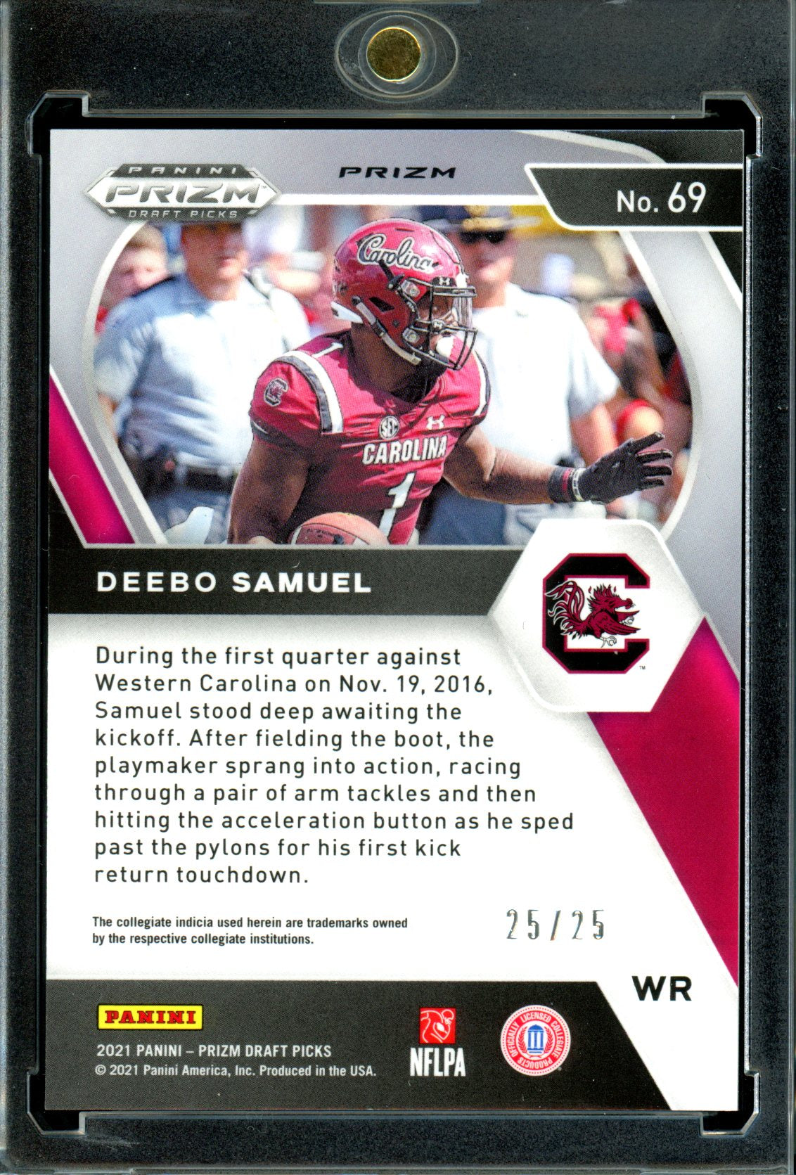 Deebo Samuel 2021 Panini Prizm Draft Picks Collegiate #69 Mojo #/25