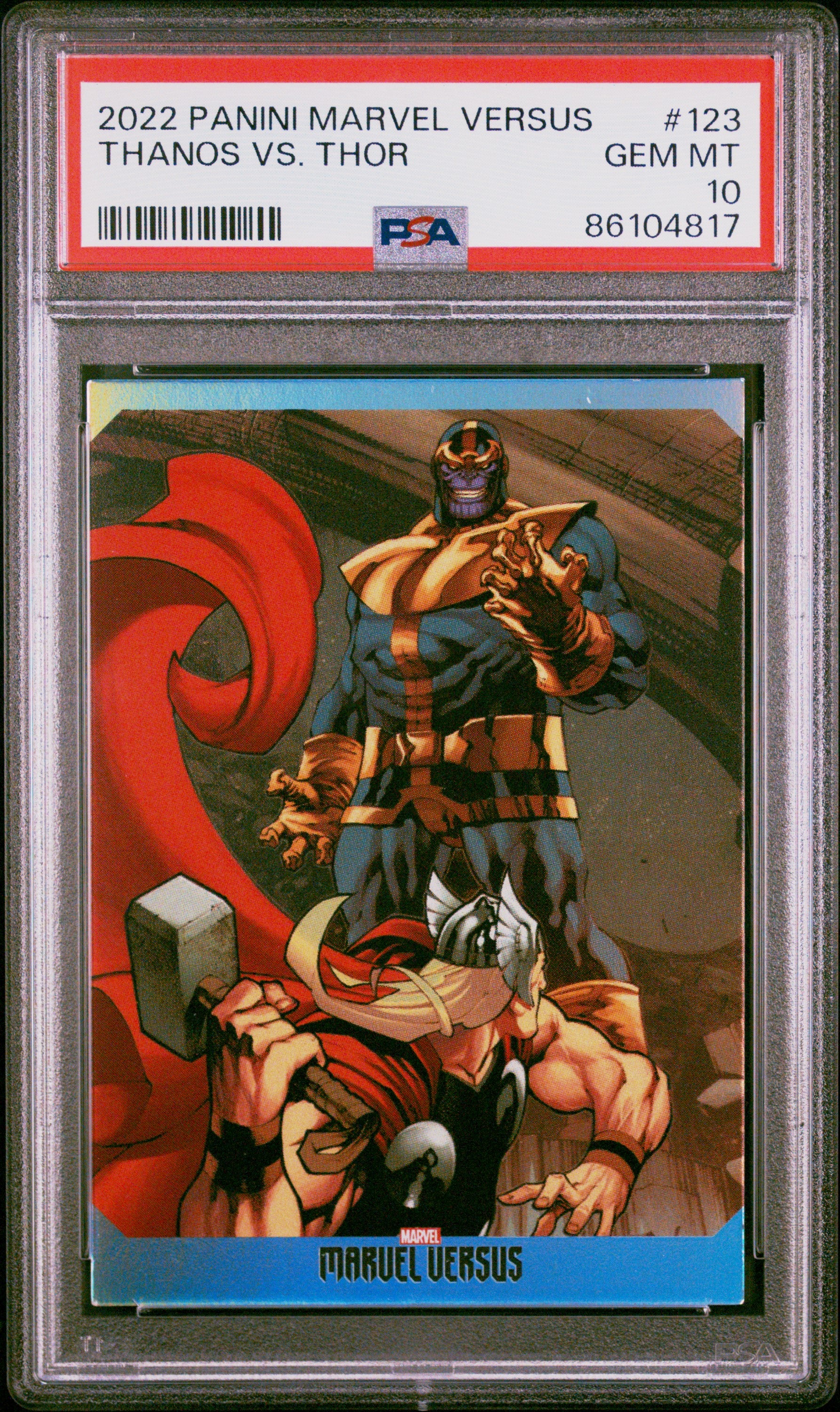 Thanos Vs. Thor 2022 Panini Marvel Versus #123 PSA 10