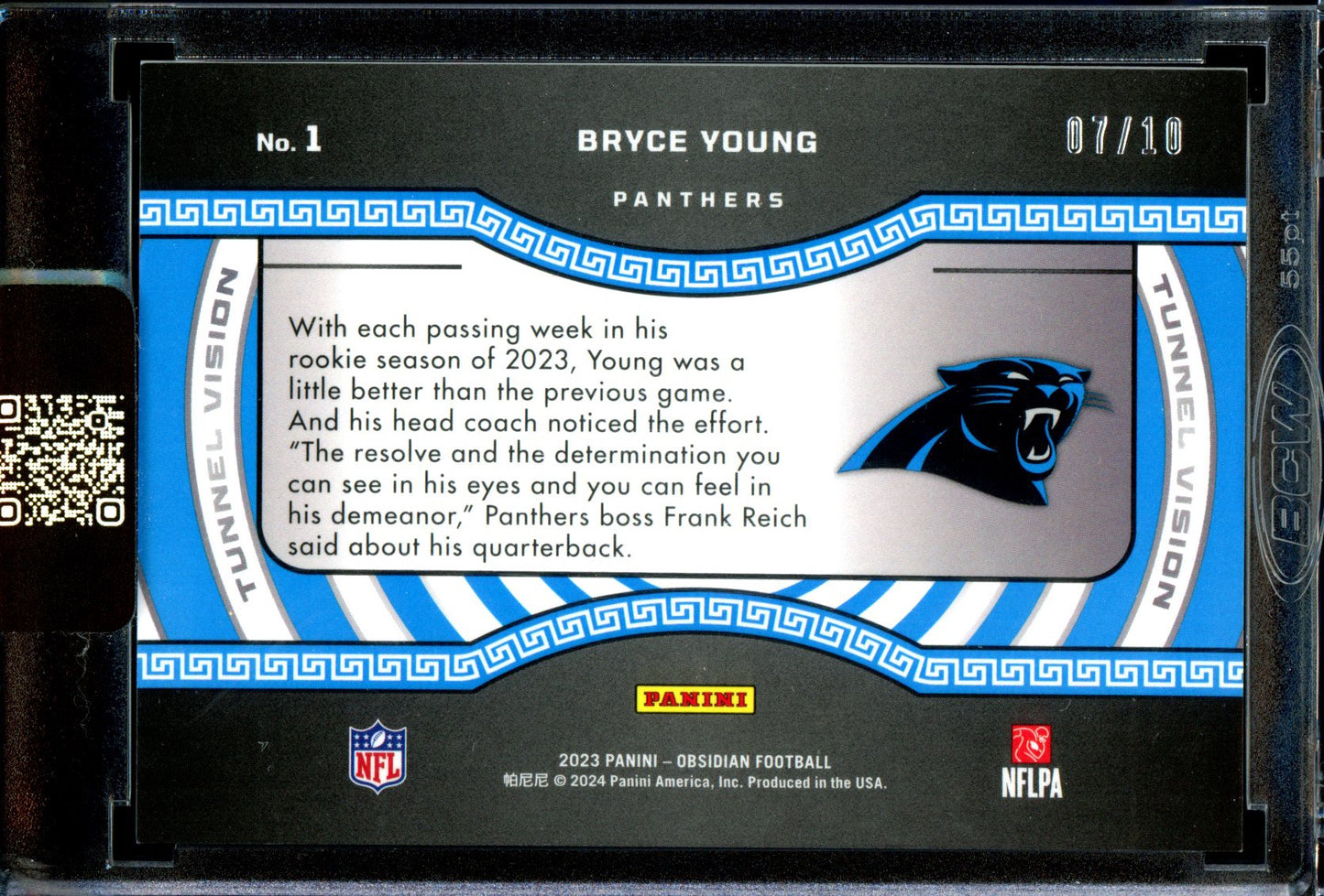 Bryce Young 2023 Panini Obsidian #1 Tunnel Vision Asia Electric Etch Gold /10