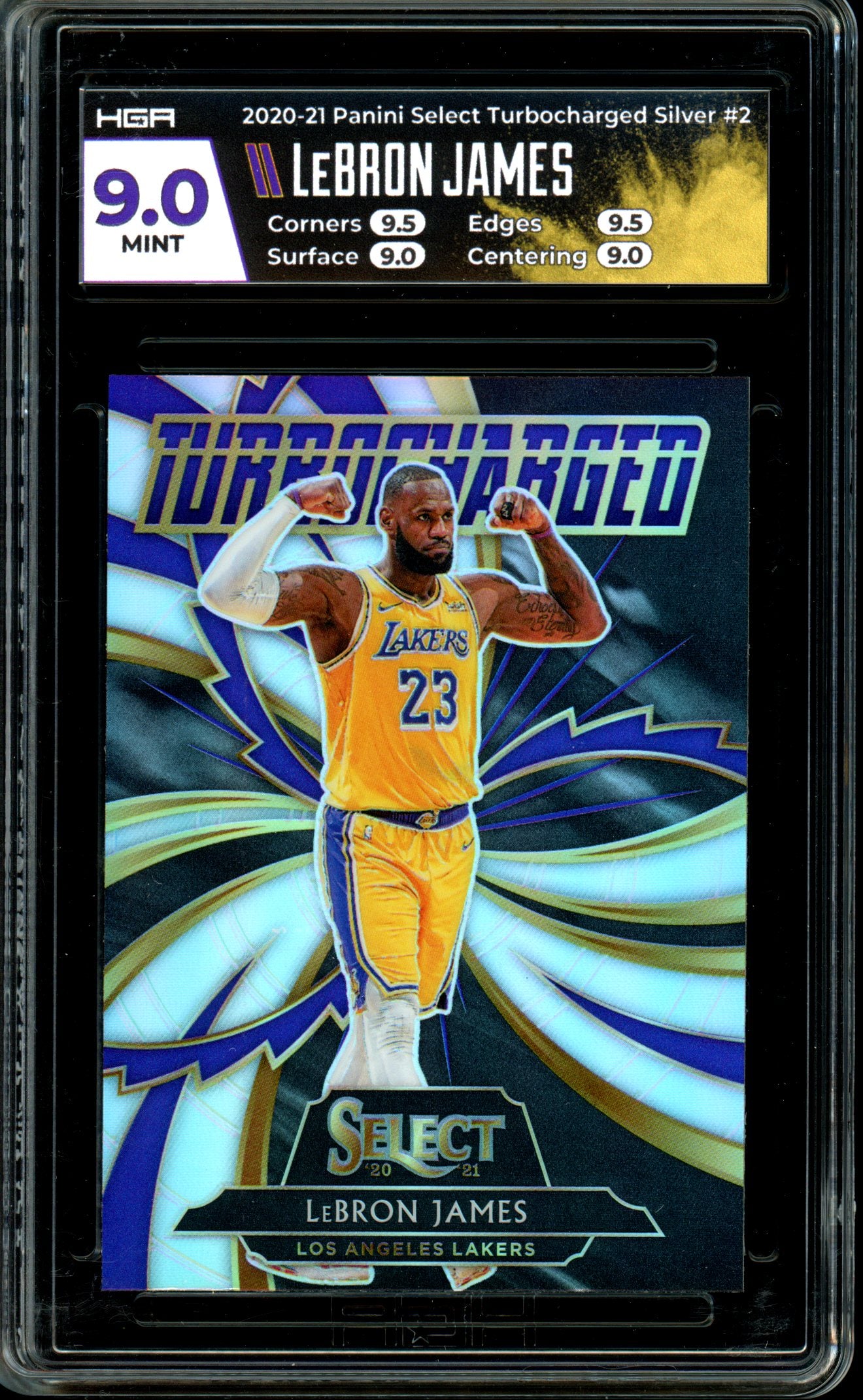 LeBron James 2020-21 Panini Select #2 Turbo Charged Silver HGA 9