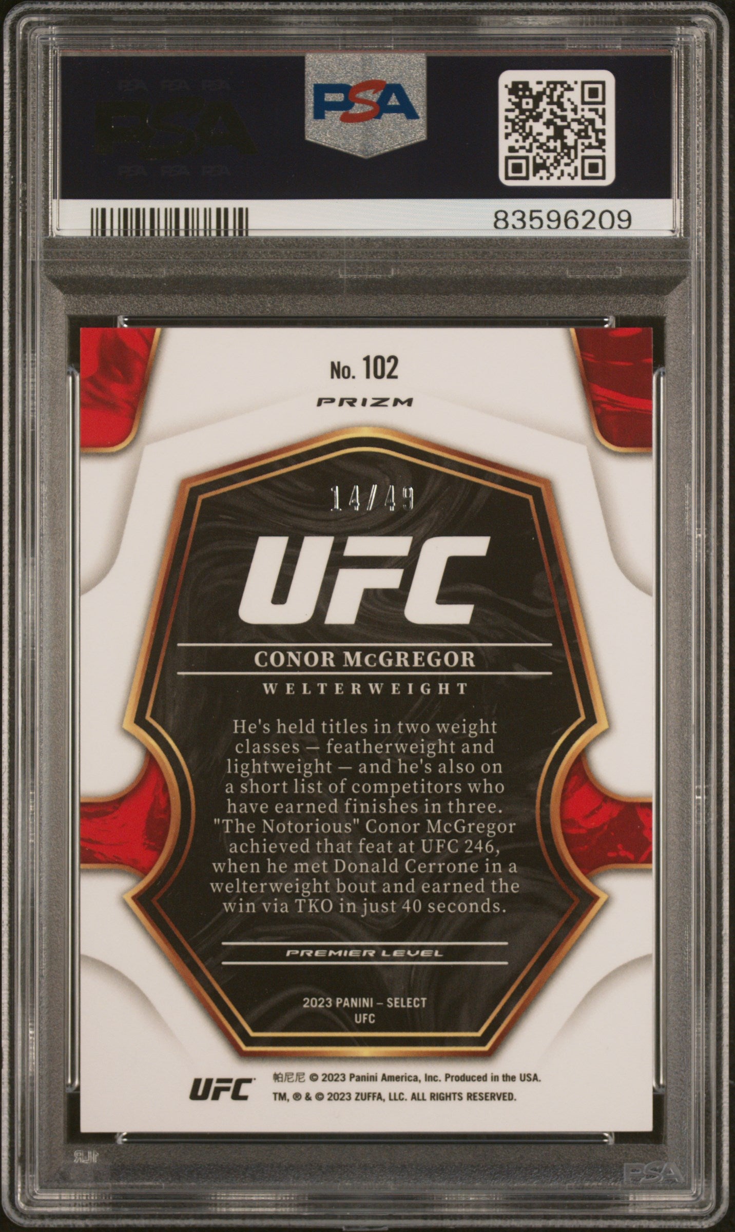 Conor Mcgregor 2023 Panini Select Ufc #102 Black And Blue PSA 10