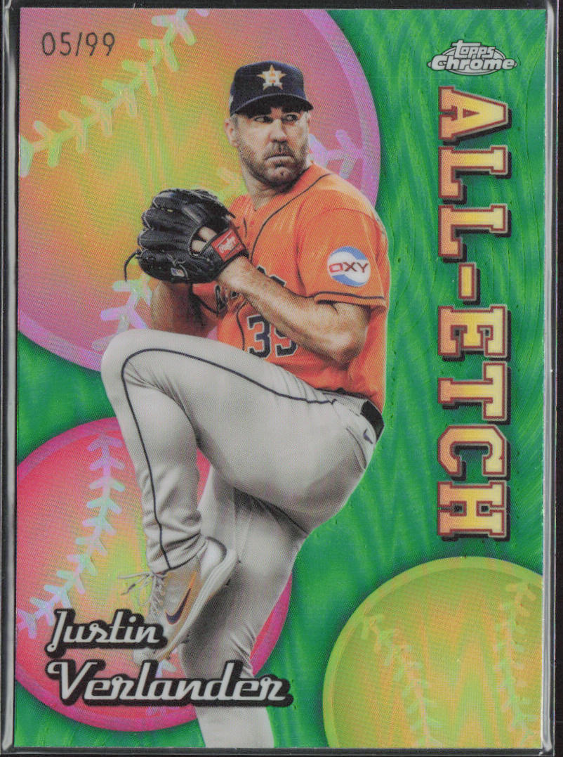 Justin Verlander 2024 Topps Chrome #CAE-12 Chrome All Etch Green Refractor