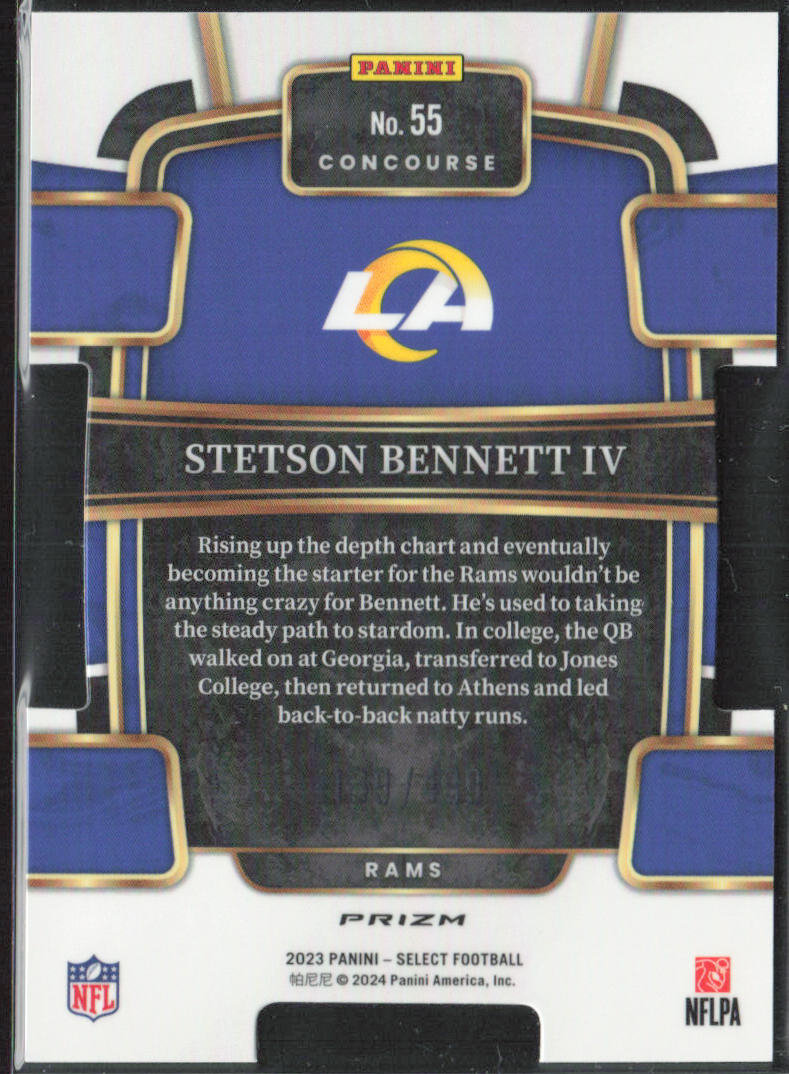 Stetson Bennett IV 2023 Panini Prizm Orange Die Cut  #55  /499