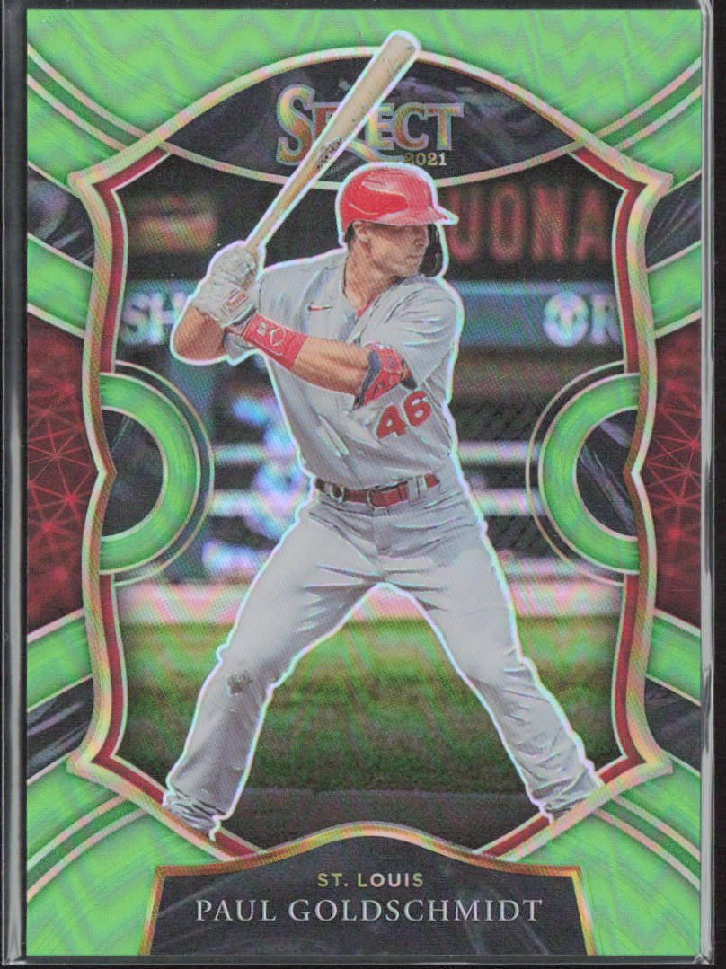 Paul Goldschmidt 2021 Panini Select #45 Neon Green Prizm #/99