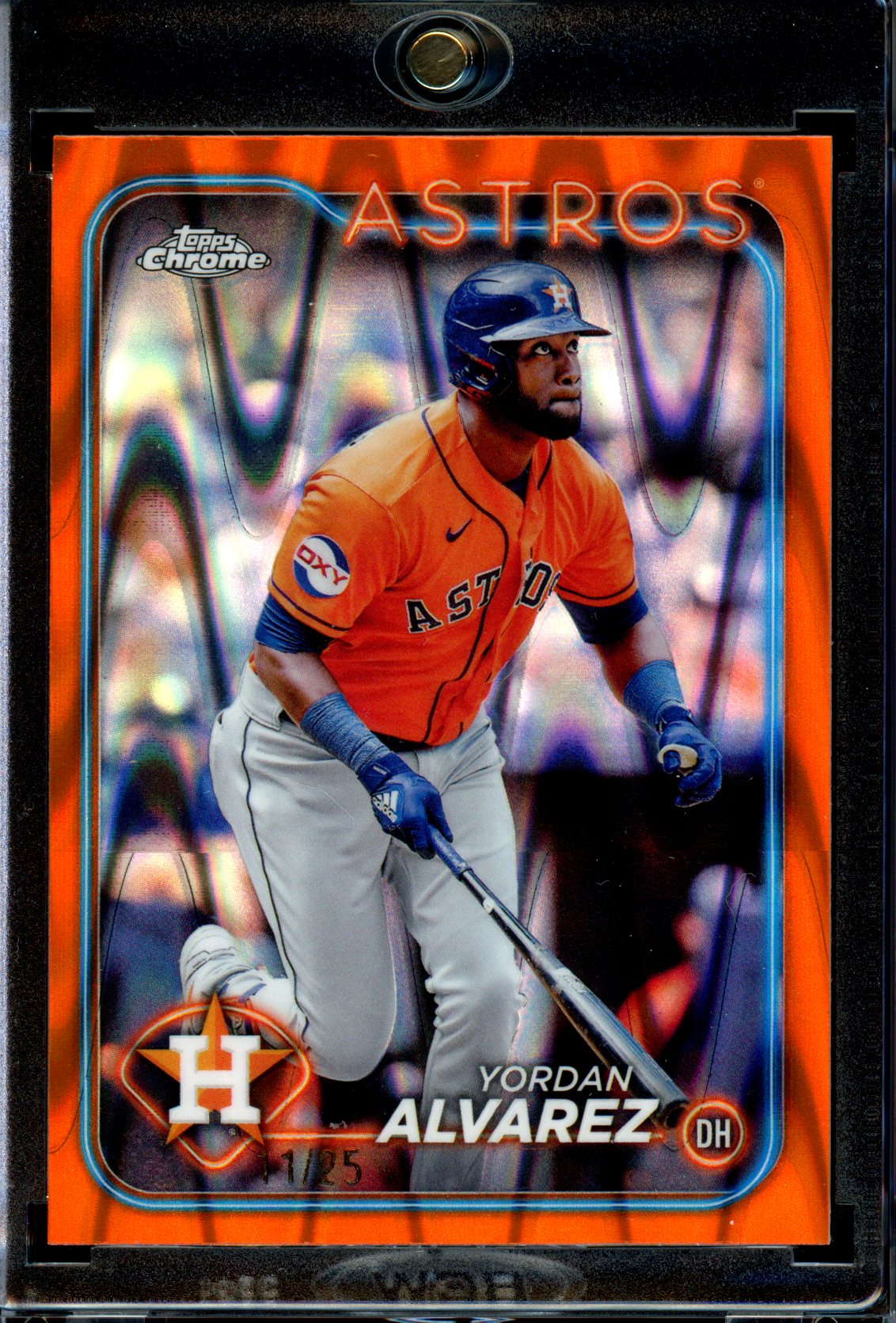 Yordan Alvarez 2024 Topps Chrome #170 Orange Raywave Refractor #/25