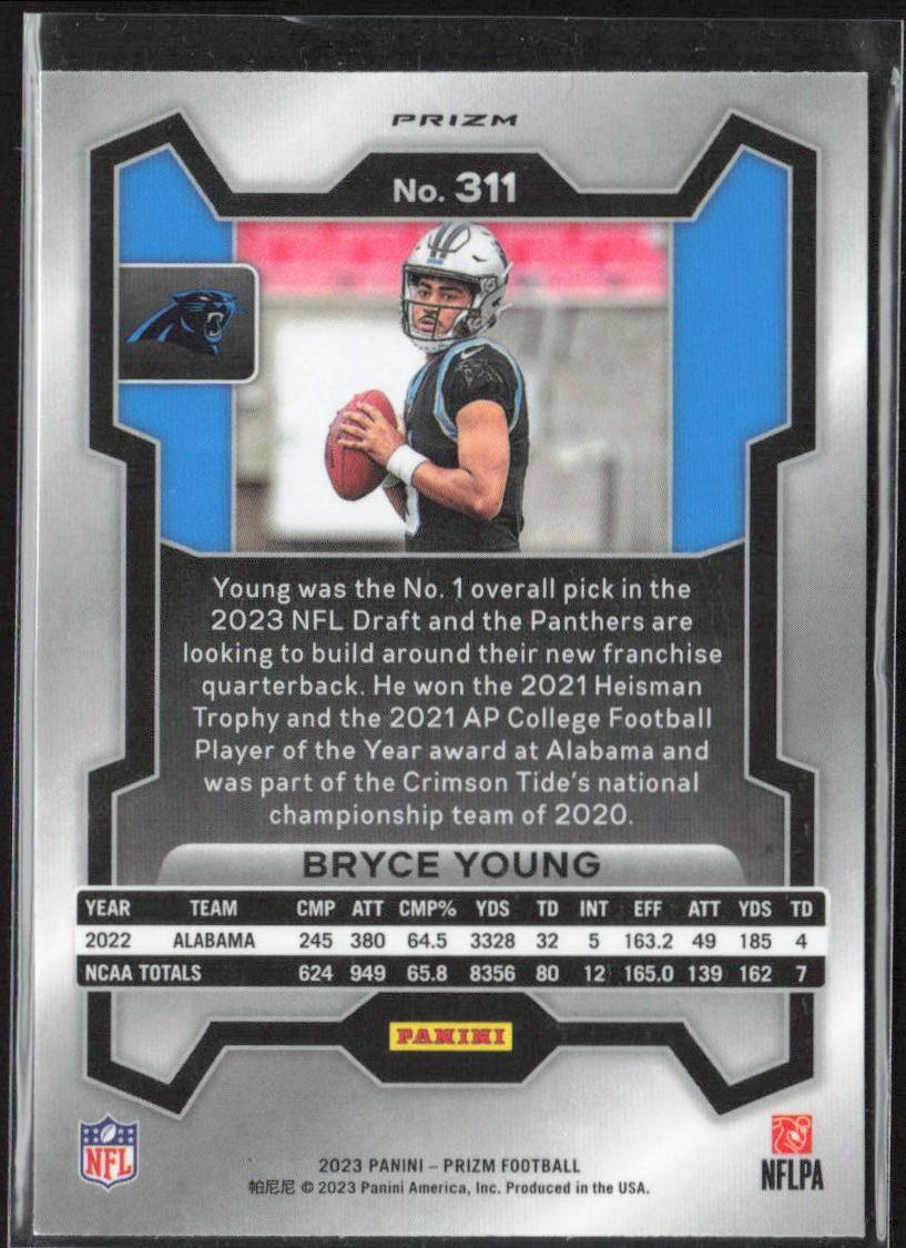 Bryce Young 2023 Panini Prizm #311 Orange Cracked Ice