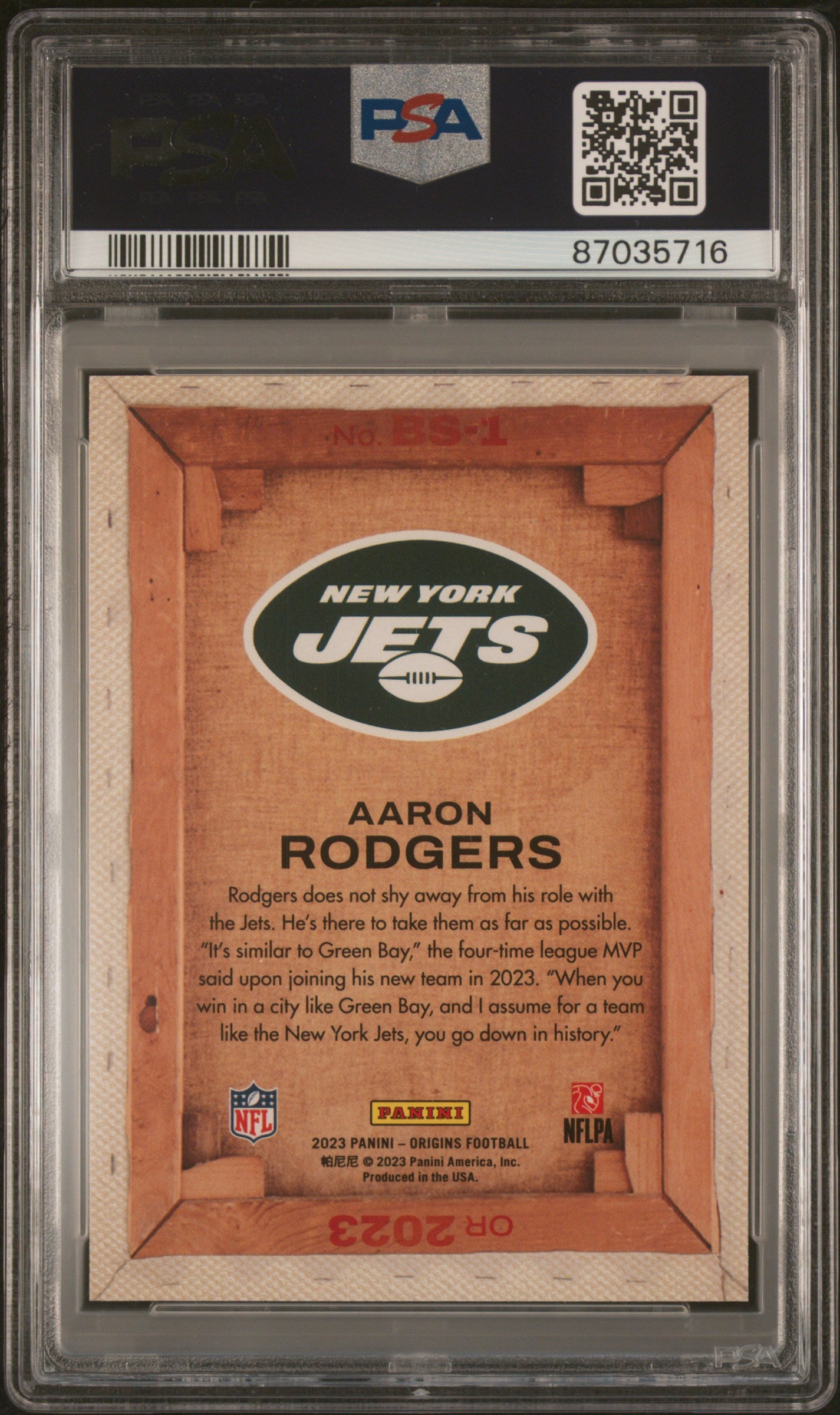 Aaron Rodgers 2023 Panini Origins Blank Slate #BS1 PSA 9