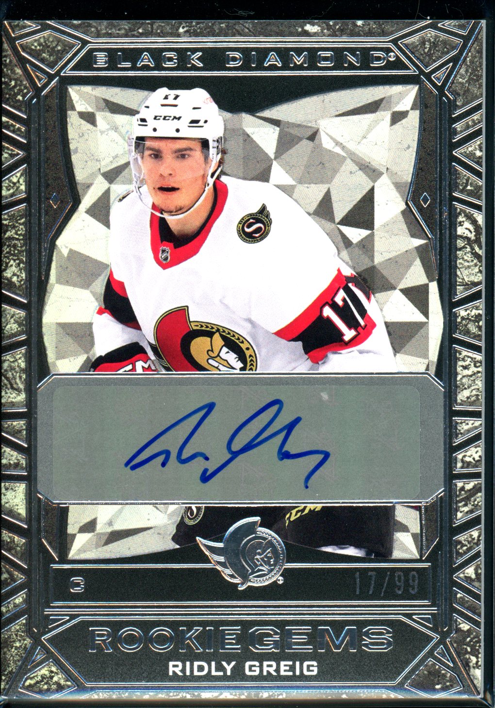 Ridly Greig 2023-24 Upper Deck Black Diamond #RG-RG Rookie Gems Signatures #/99