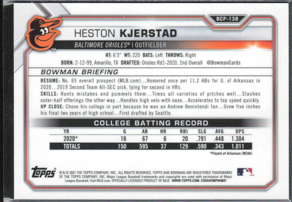 Heston Kjerstad 2021 Bowman #BCP-138 Chrome Mega Mojo Refractor Purple #/250