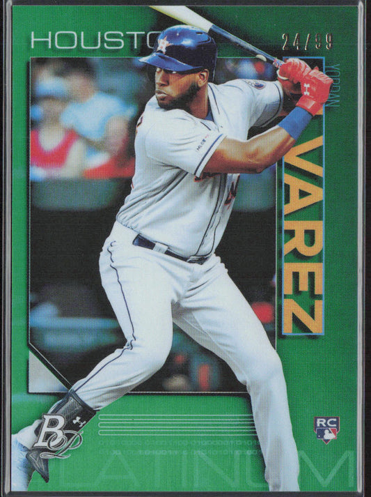 Yordan Alvarez 2020 Bowman Platinum #100 Green #/99