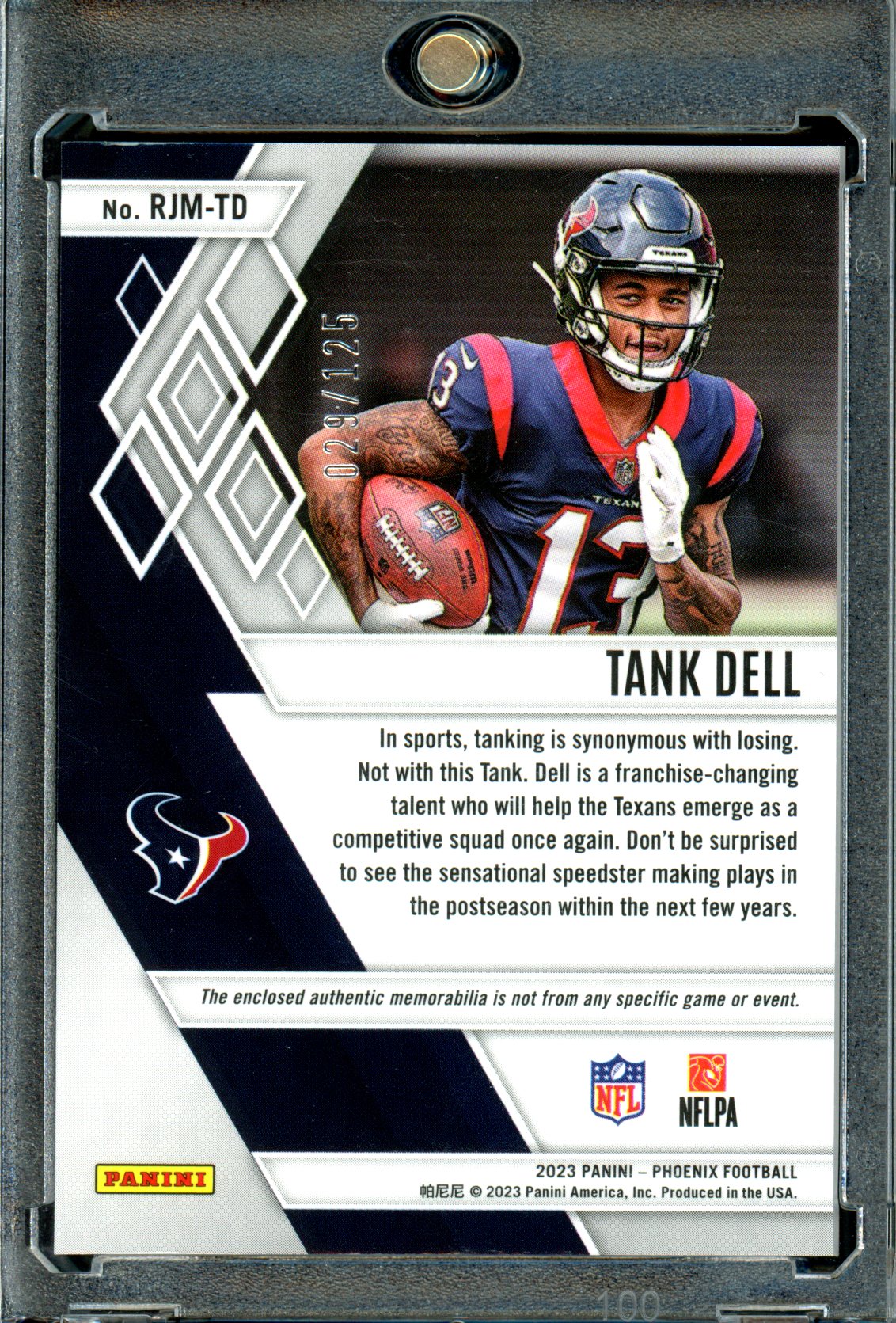 Tank Dell 2023 Panini Phoenix #RJM-TD Rookie Jumbo Memorabilia Red /125