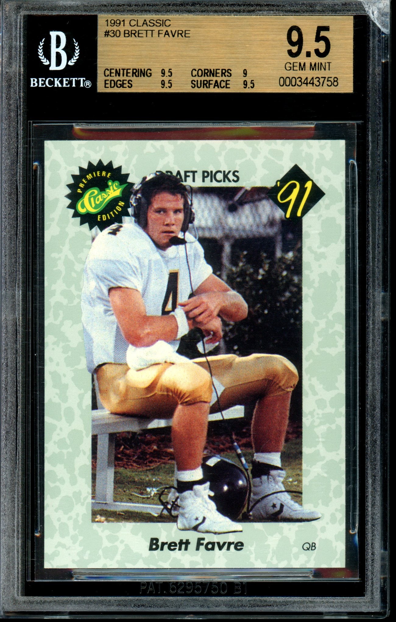 Brett Favre 1991 Classic #30 BGS 9.5