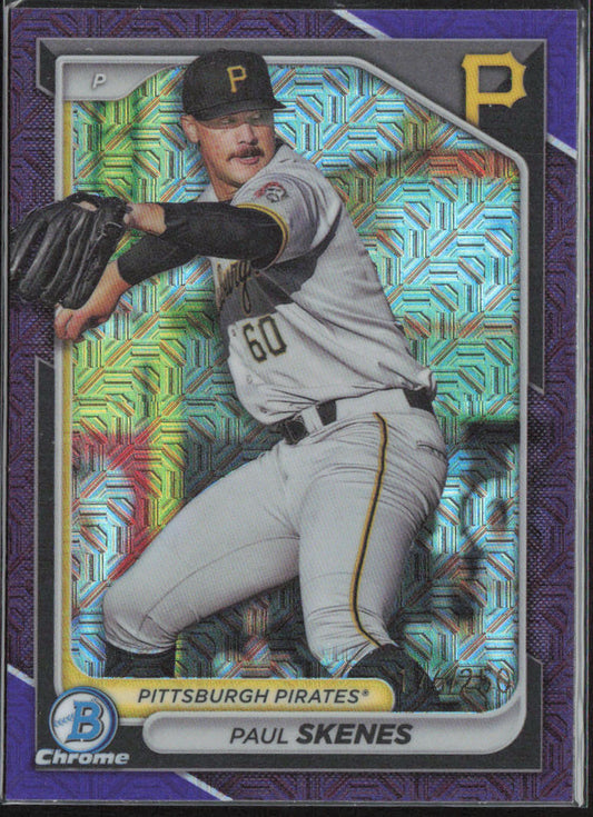 Paul Skenes  2024 Bowman Chrome Rookie Card RC Purple Mojo /250 #BCP-125