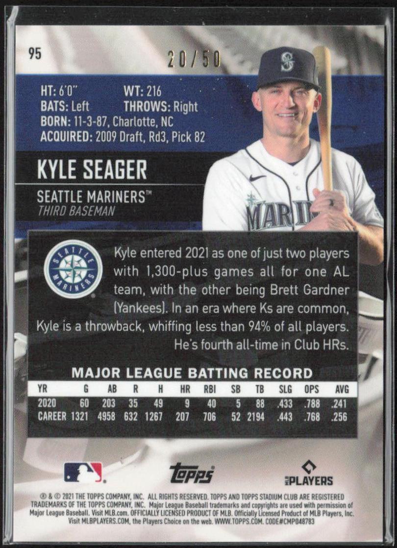 Kyle Seager 2021 Stadium Club Chrome #95 Gold Refractor #/50