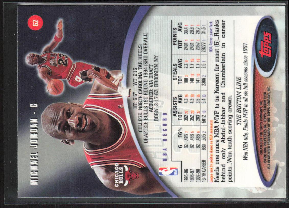 Michael Jordan 1998-99 Stadium Club #62