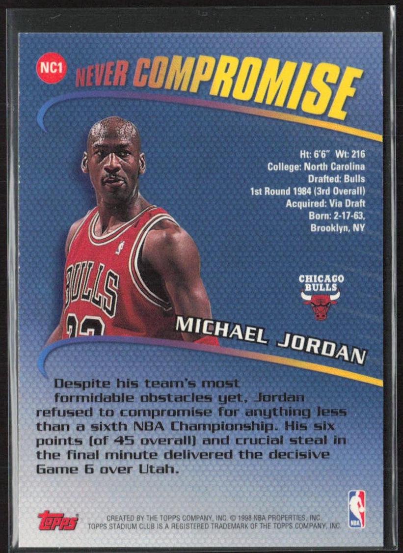 Michael Jordan 1998-99 Stadium Club #NC1 Never Compromise