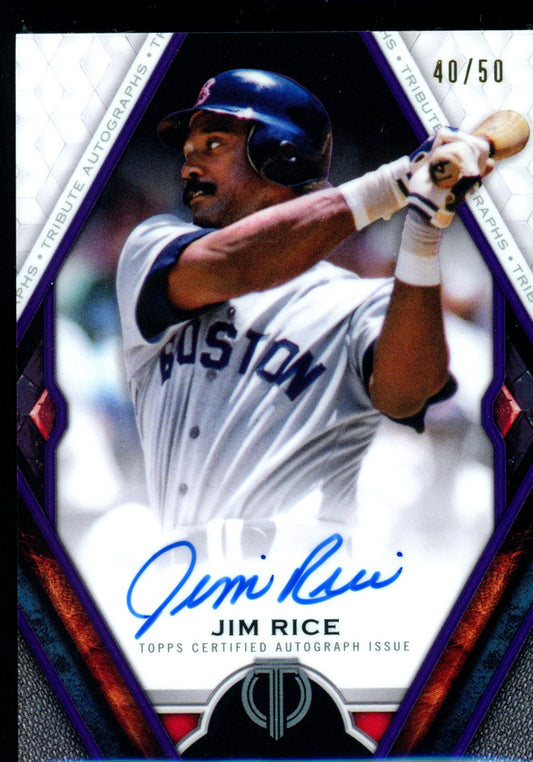 Jim Rice 2021 Topps Tribute #TA-JRI Tribute Autographs Purple #/50