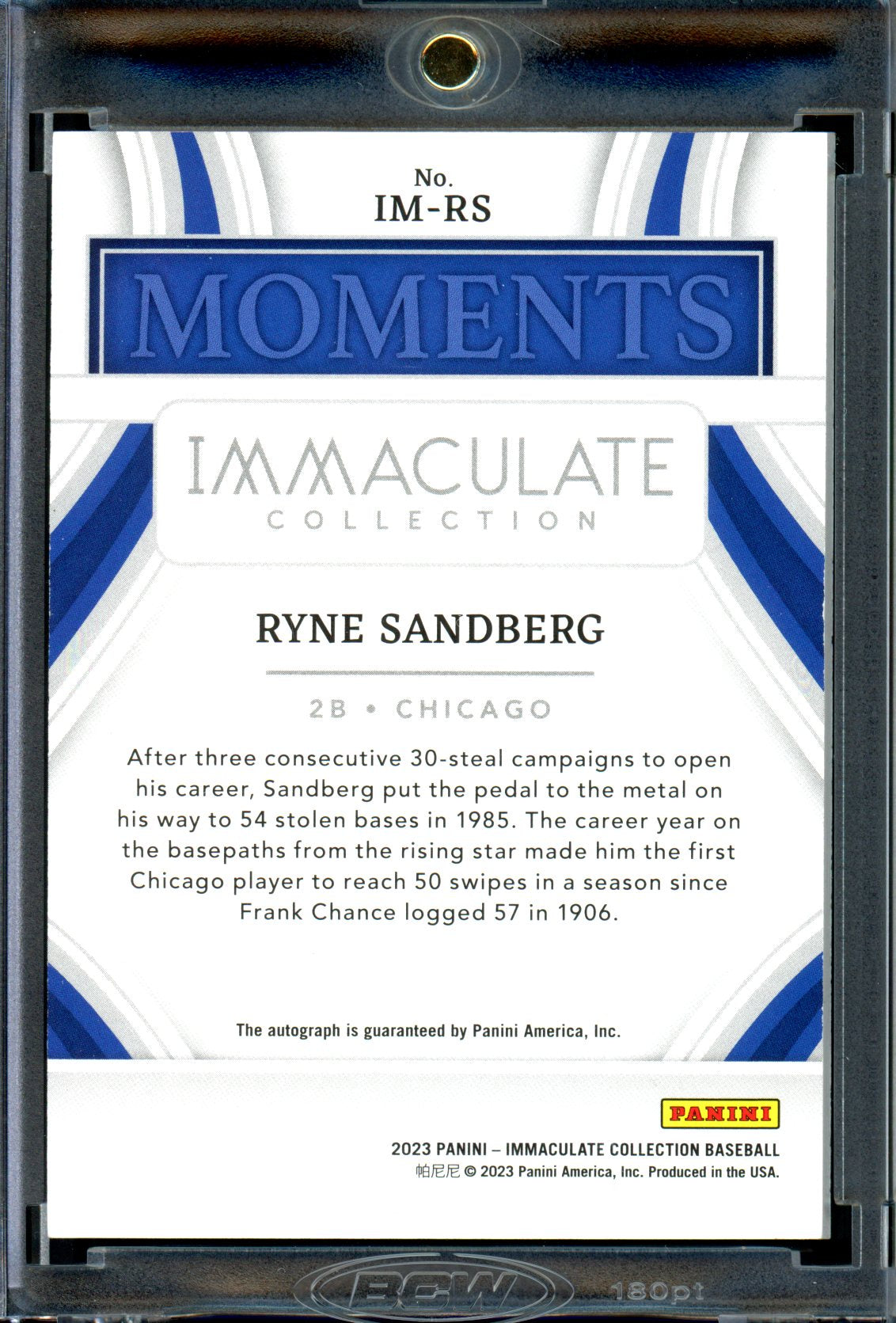 Ryne Sandberg 2023 Panini Immaculate Collection #IM-RS Immaculate Moments #/10