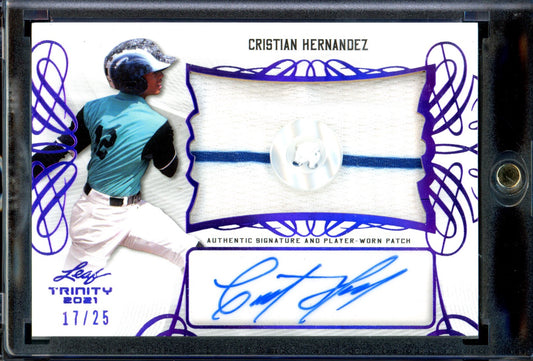 Cristian Hernandez 2021 Leaf Trinity #PA-CH2 Patch Autographs Purple