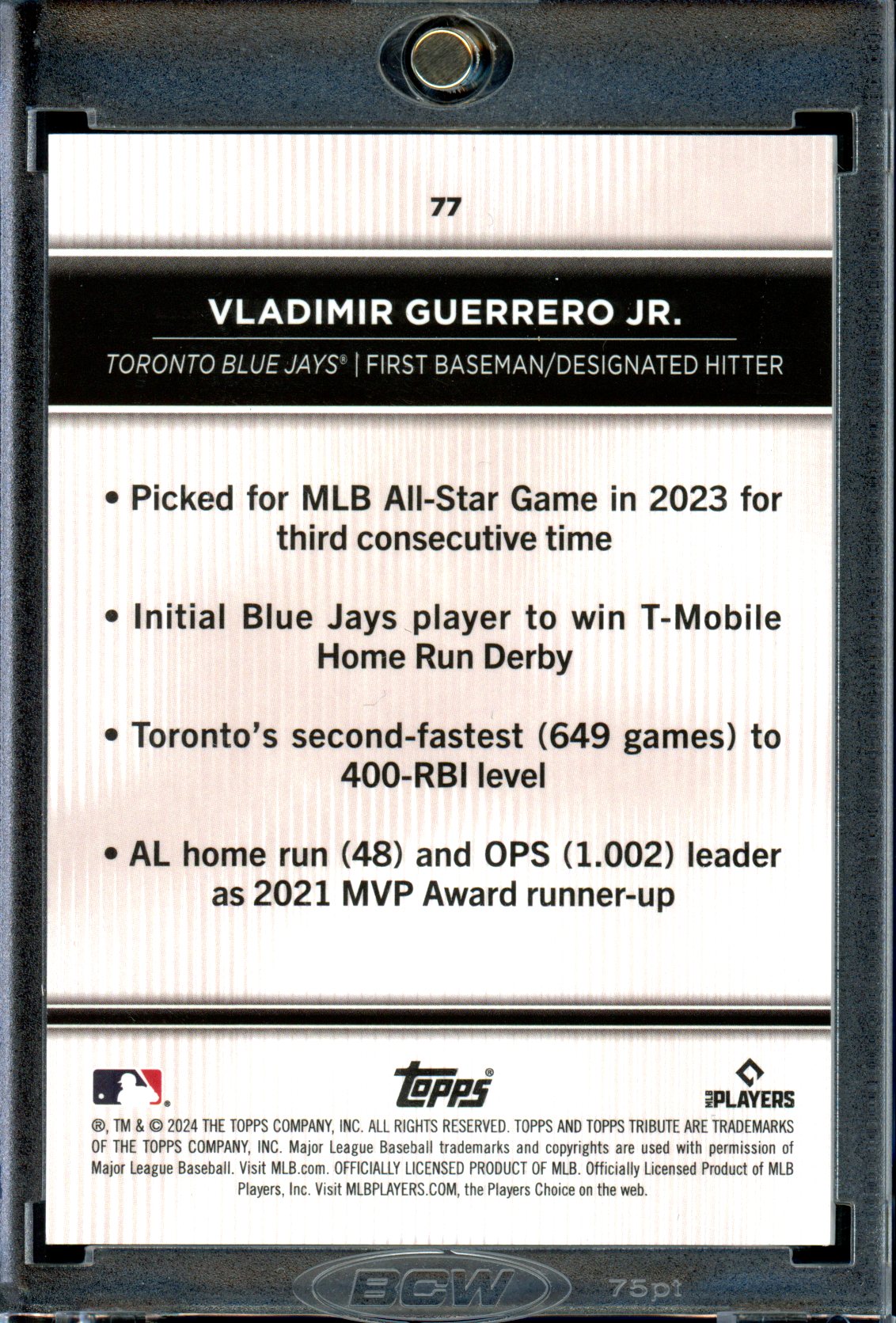 Vladimir Guerrero Jr. 2024 Topps Tribute #77 Gold #/75