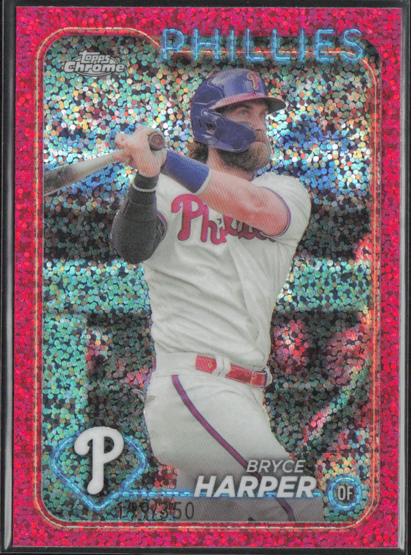 Bryce Harper 2024 Topps Chrome #62 Magenta Speckle Refractor