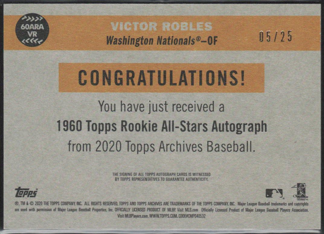 Victor Robles 2020 Topps Archives #60ARA-VR  Autograph Blue  /25