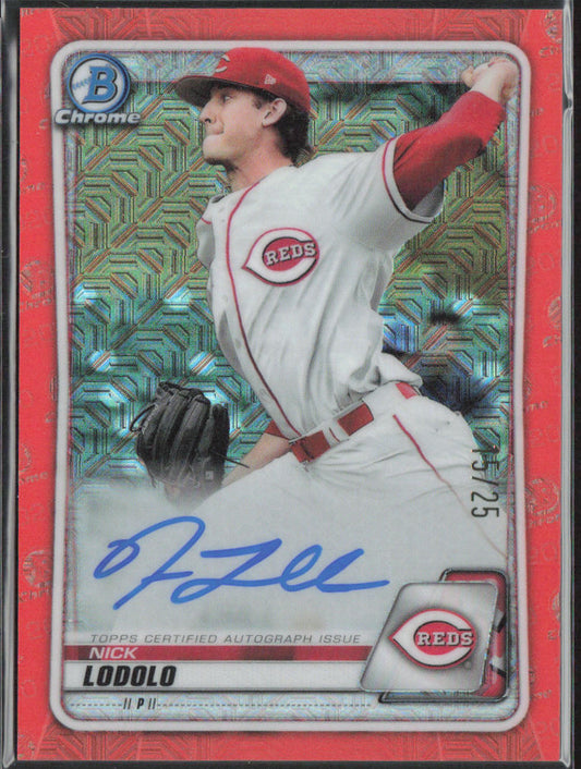 Nick Lodolo 2020 Bowman Chrome #BCMA-NL Auto Mojo Refractor Orange /25