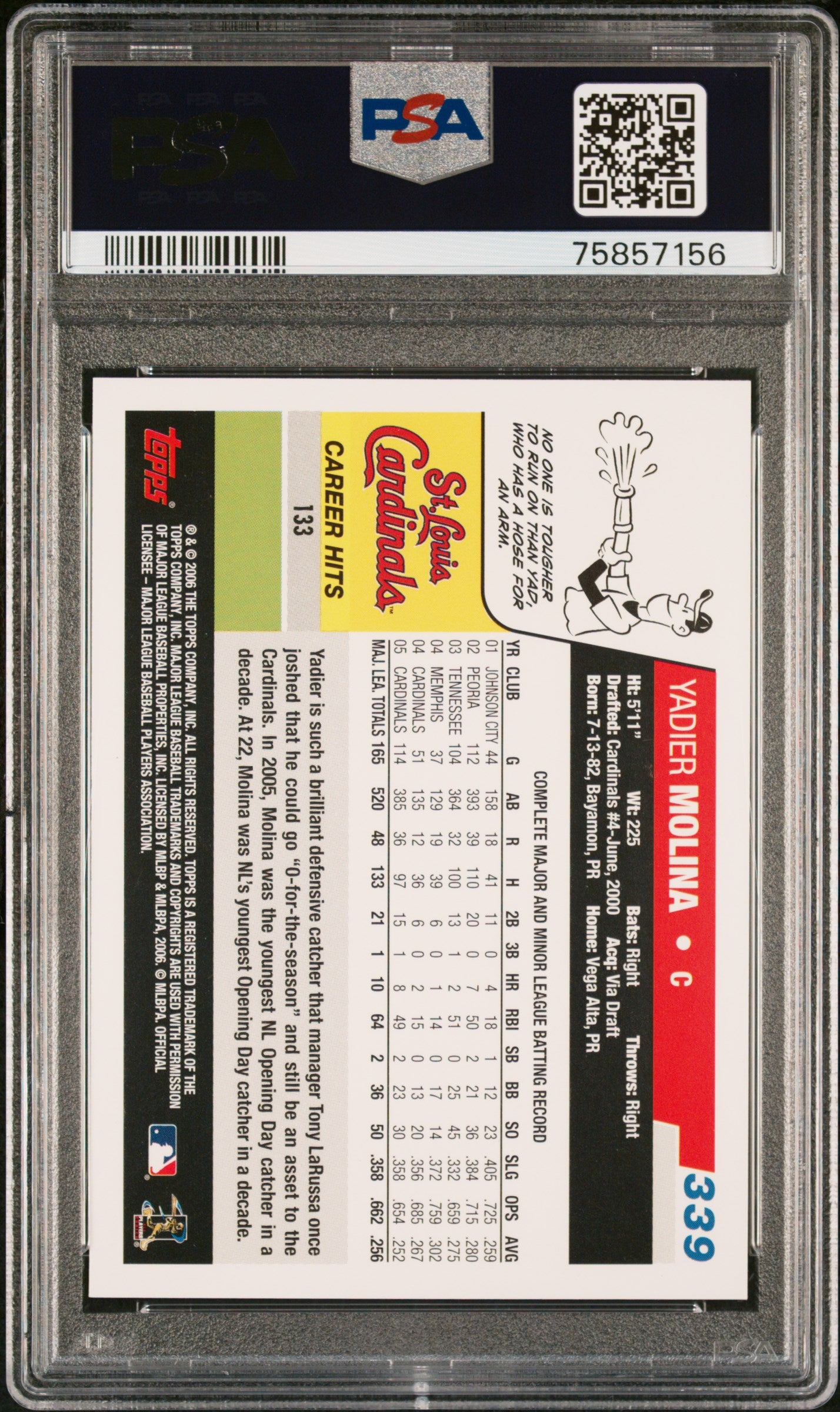 Yadier Molina 2006 Topps #339 PSA 10