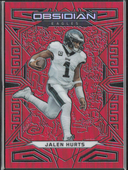 Jalen Hurts 2023 Panini Obsidian #81 Asia Electric Etch Red Flood #/90