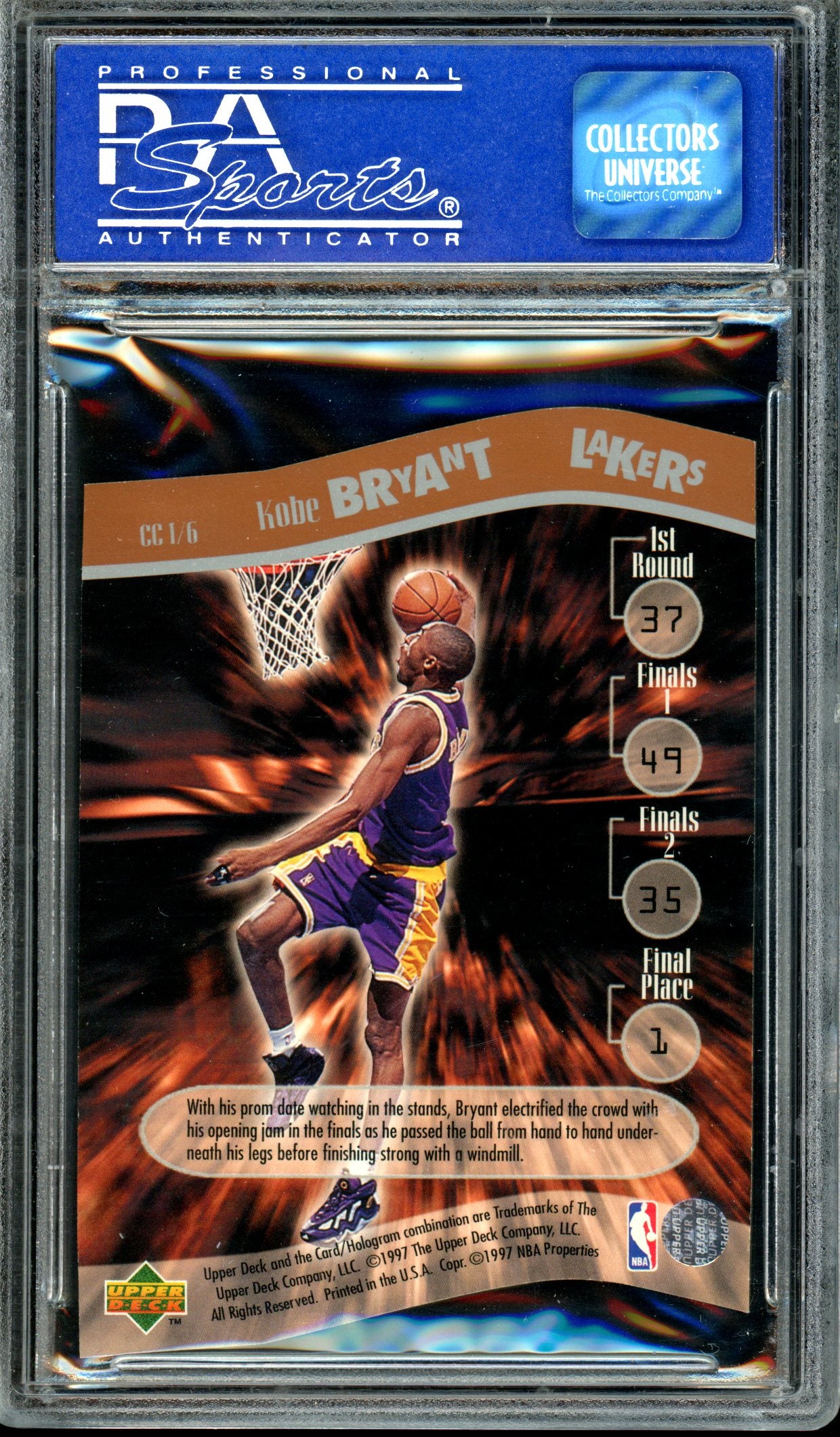 Kobe Bryant 1997 Upper Deck Nestle Slam Dunk Contestants #CC1  PSA 8