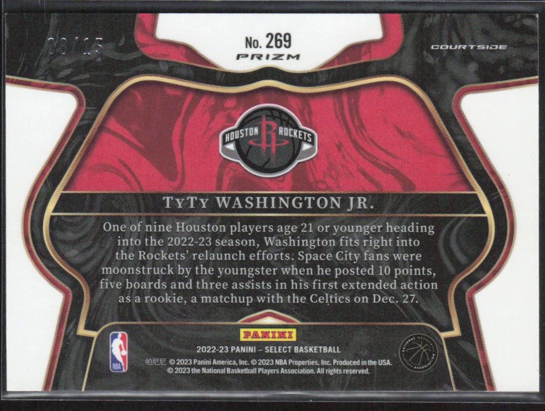 TyTy Washington Jr. 2022-23 Panini Select #269 Neon Orange Pulsar FOTL /15