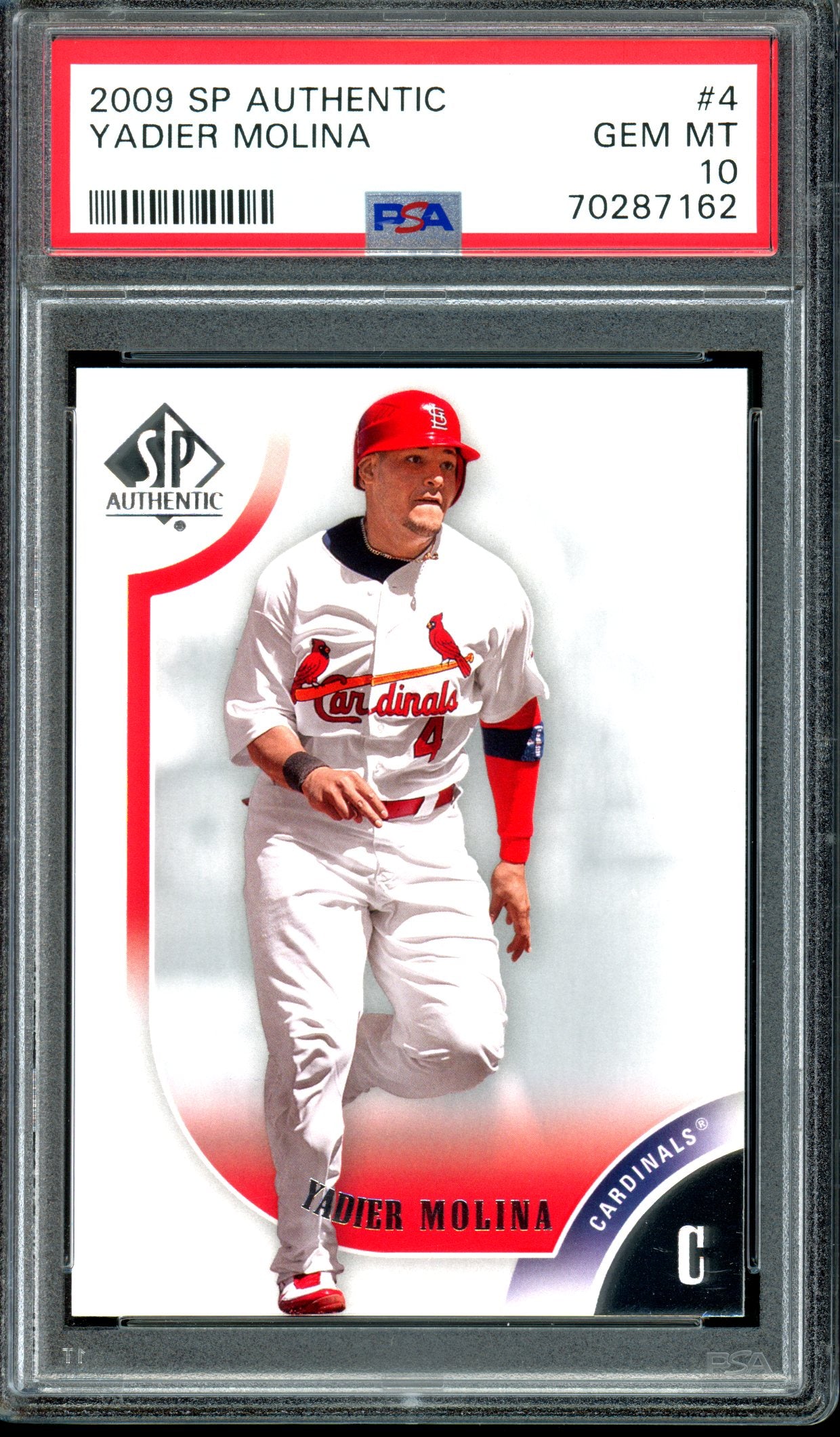 Yadier Molina 2009 SP Authentic #4 Gold PSA 10 #/299