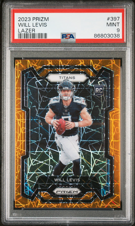 Will Levis 2023 Panini Prizm #397 Lazer Prizm PSA 9