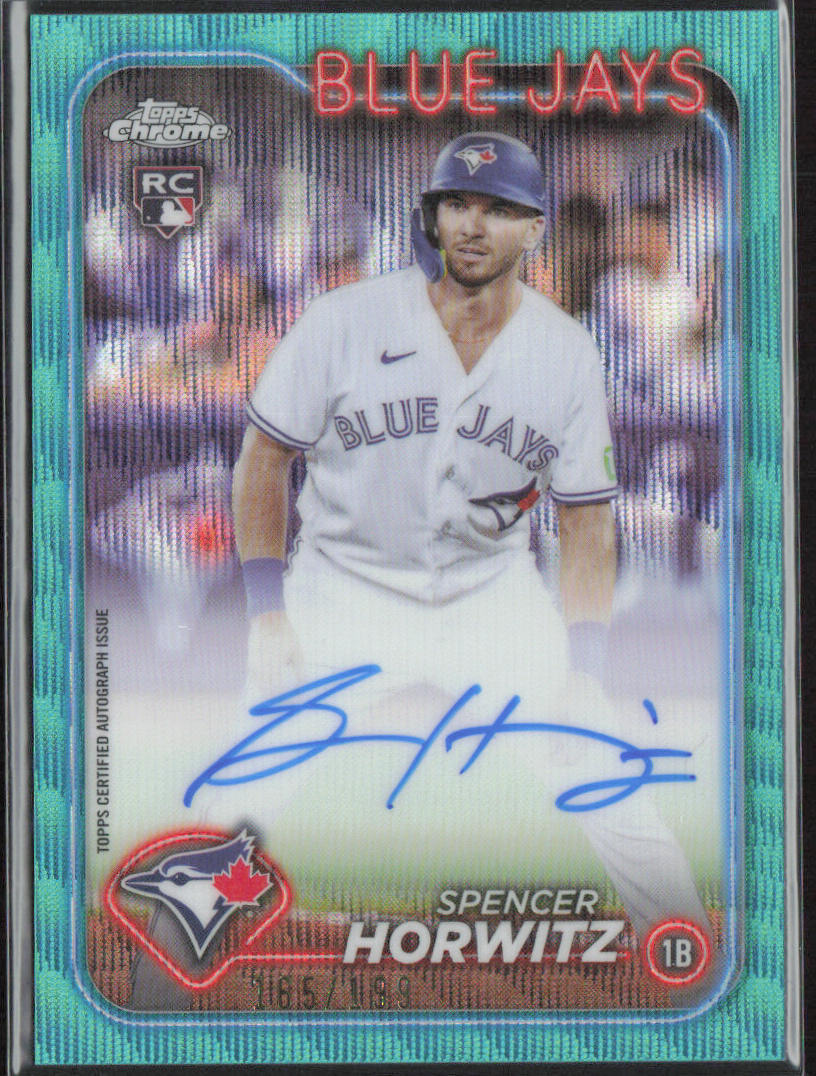 Spencer Horwitz 2024 Topps Chrome #RA-SH Rookie Autographs Aqua Wave /199