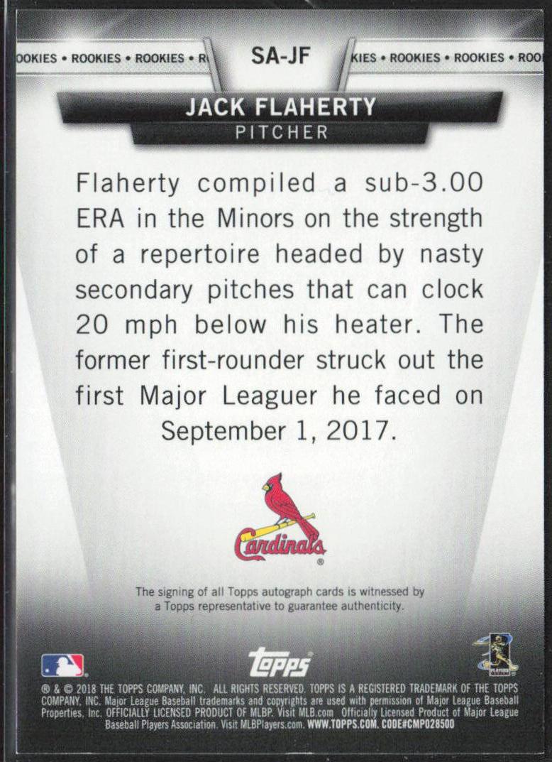 Jack Flaherty 2018 Topps #SA-JL Topps Salute Autographs (Series One)