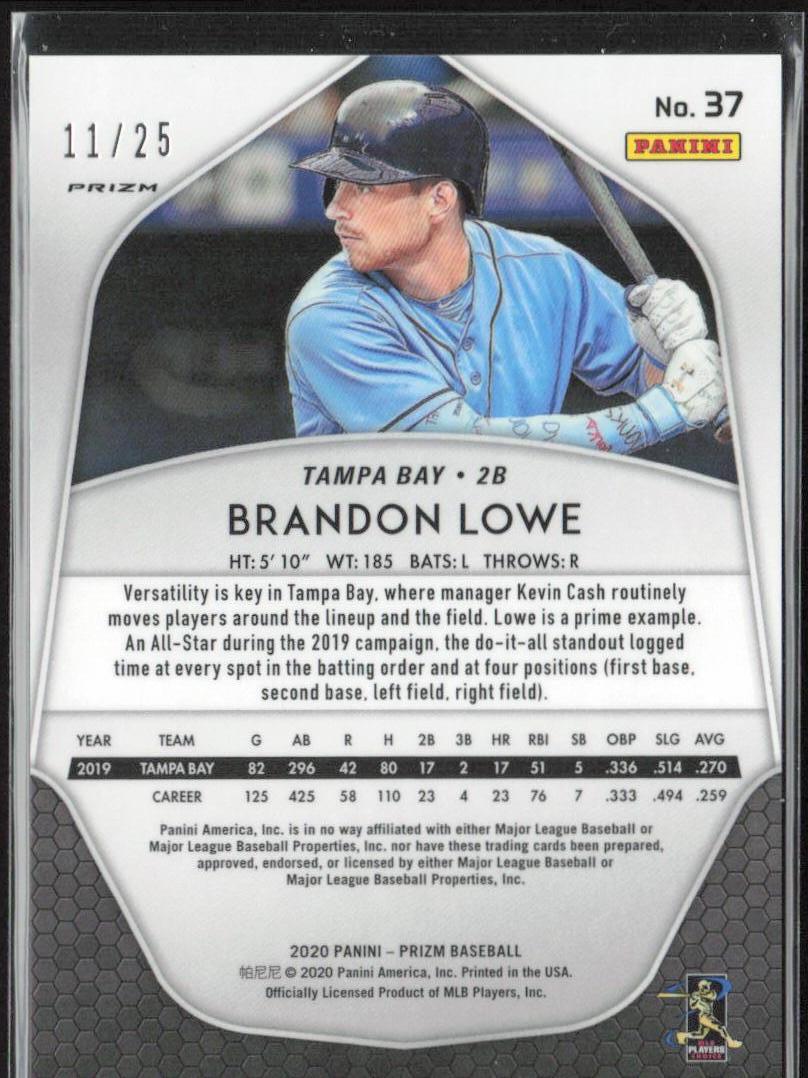 Brandon Lowe 2020 Panini Prizm #37 Burgundy Cracked Ice Prizm #/25